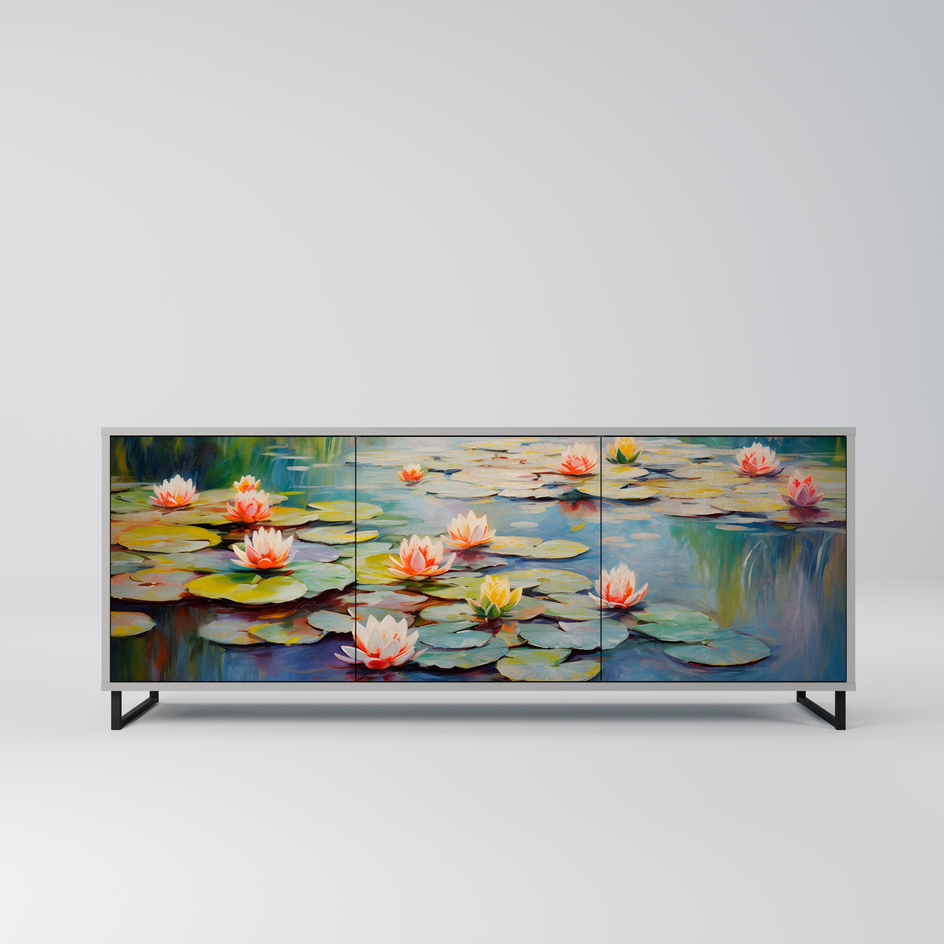 Buffet 3 portes BLOOMING WATERS finition grise