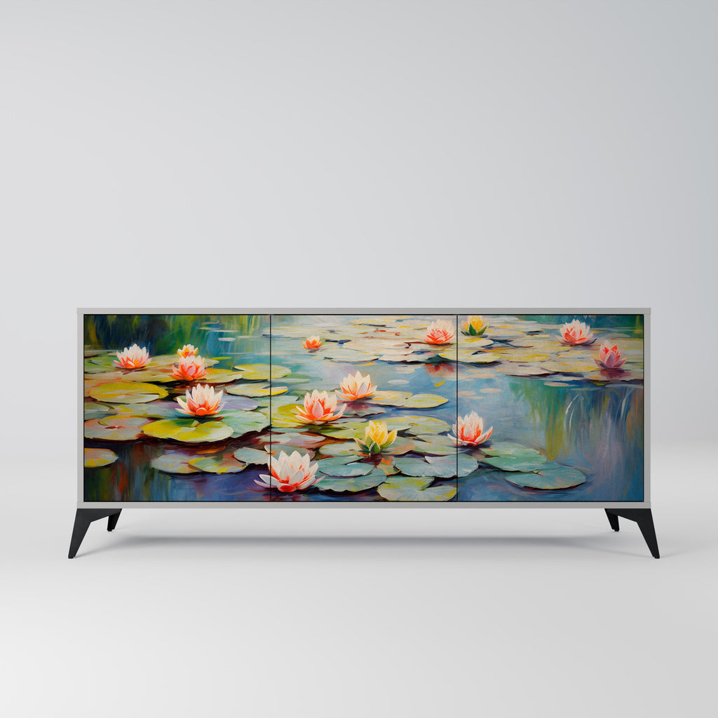 Buffet 3 portes BLOOMING WATERS finition grise