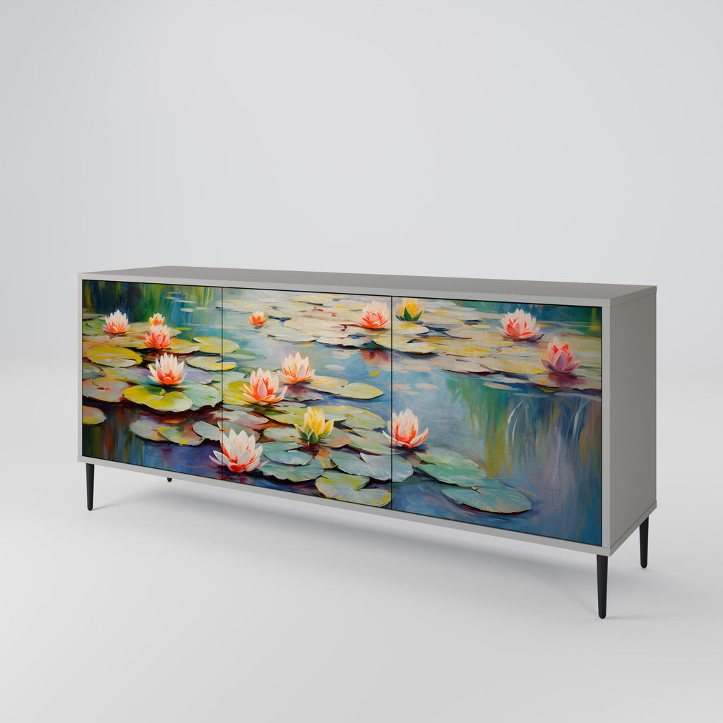 Buffet 3 portes BLOOMING WATERS finition grise