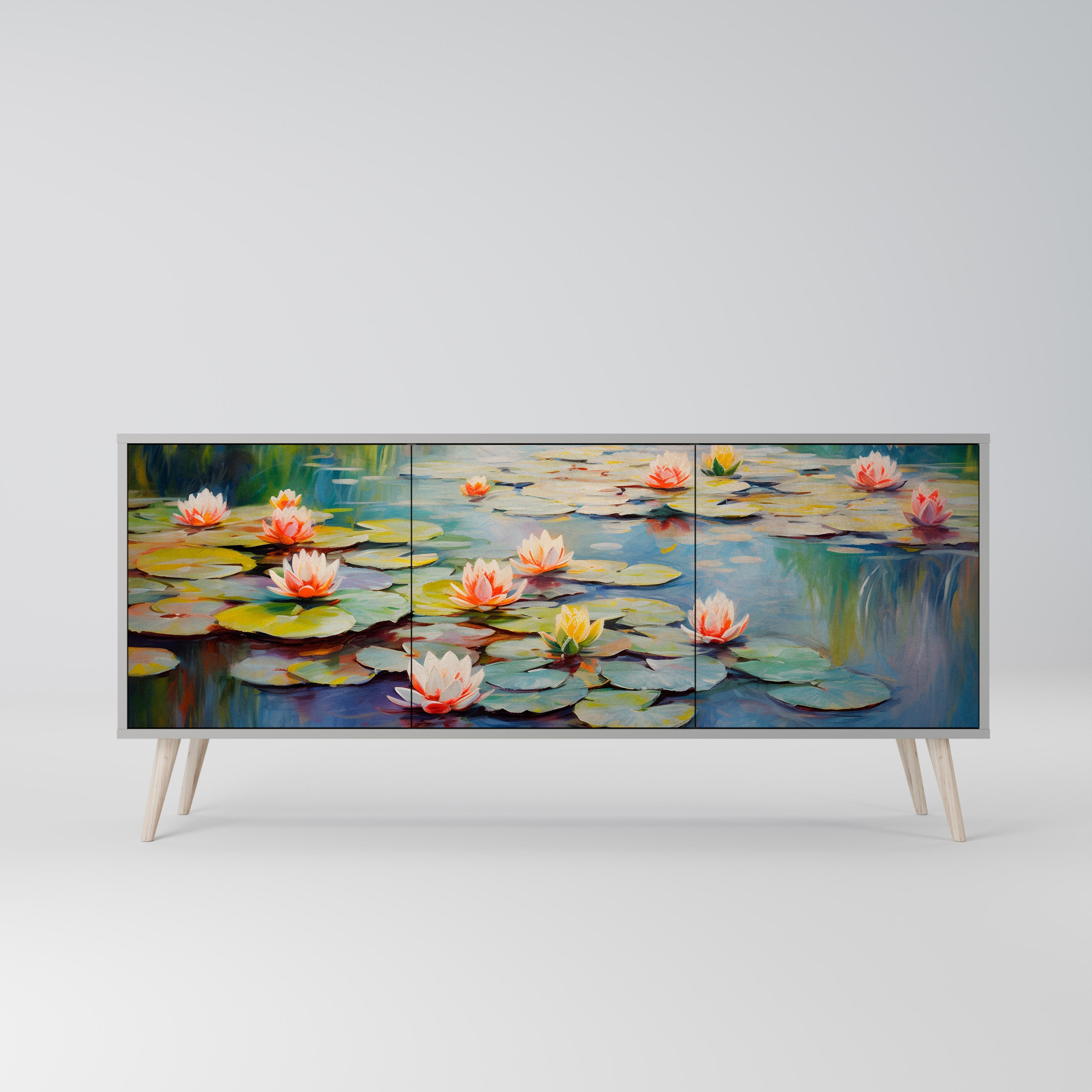 Buffet 3 portes BLOOMING WATERS finition grise