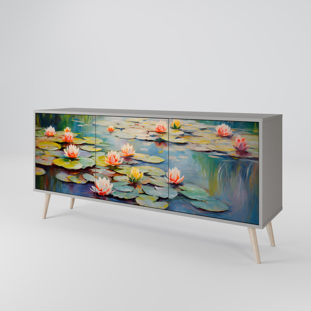 Buffet 3 portes BLOOMING WATERS finition grise