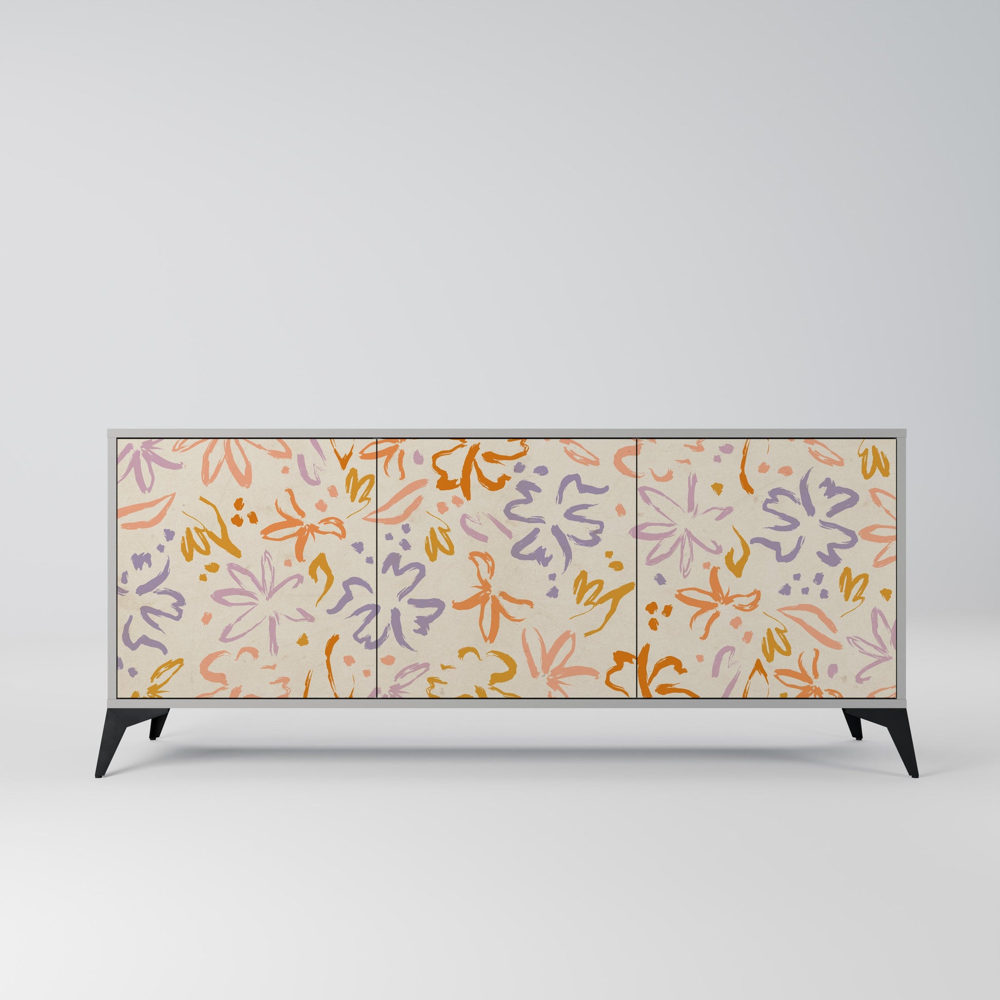 SPRING WHIMSY 3-Door Sideboard in Grey Finish