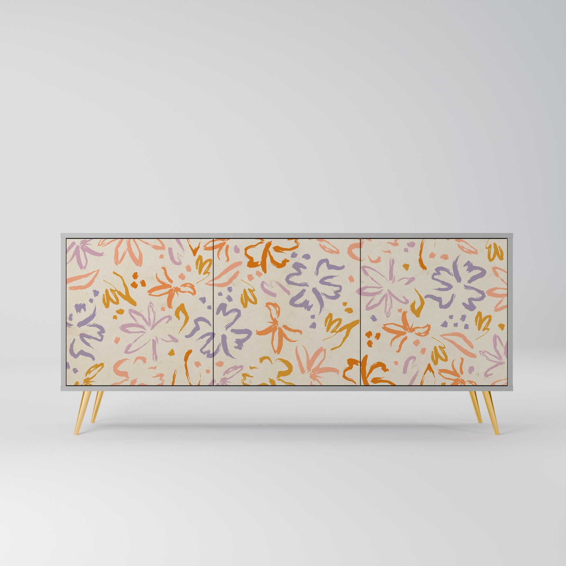 SPRING WHIMSY 3-Door Sideboard in Grey Finish