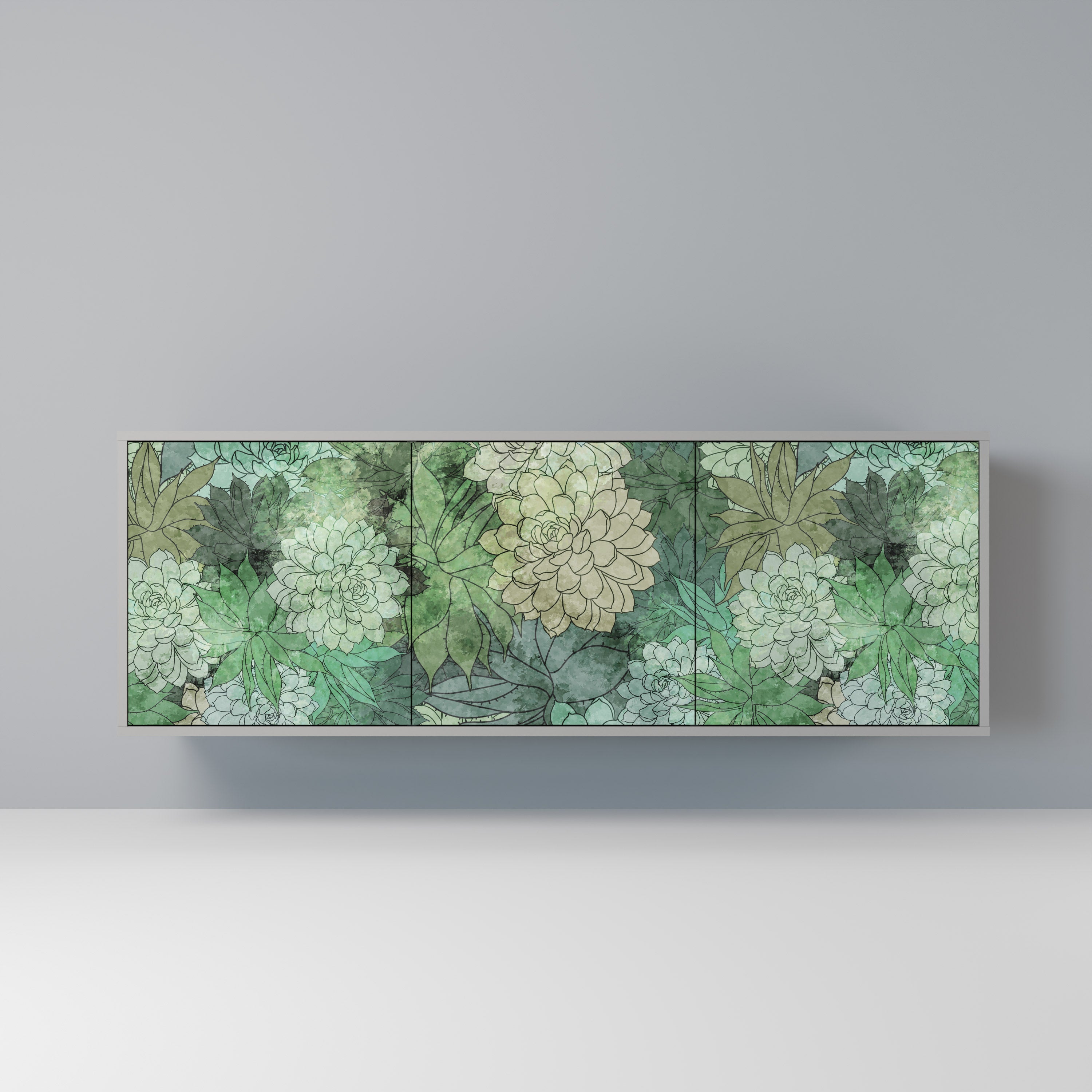 Buffet 3 portes SUCCULENT CLUSTER en finition grise