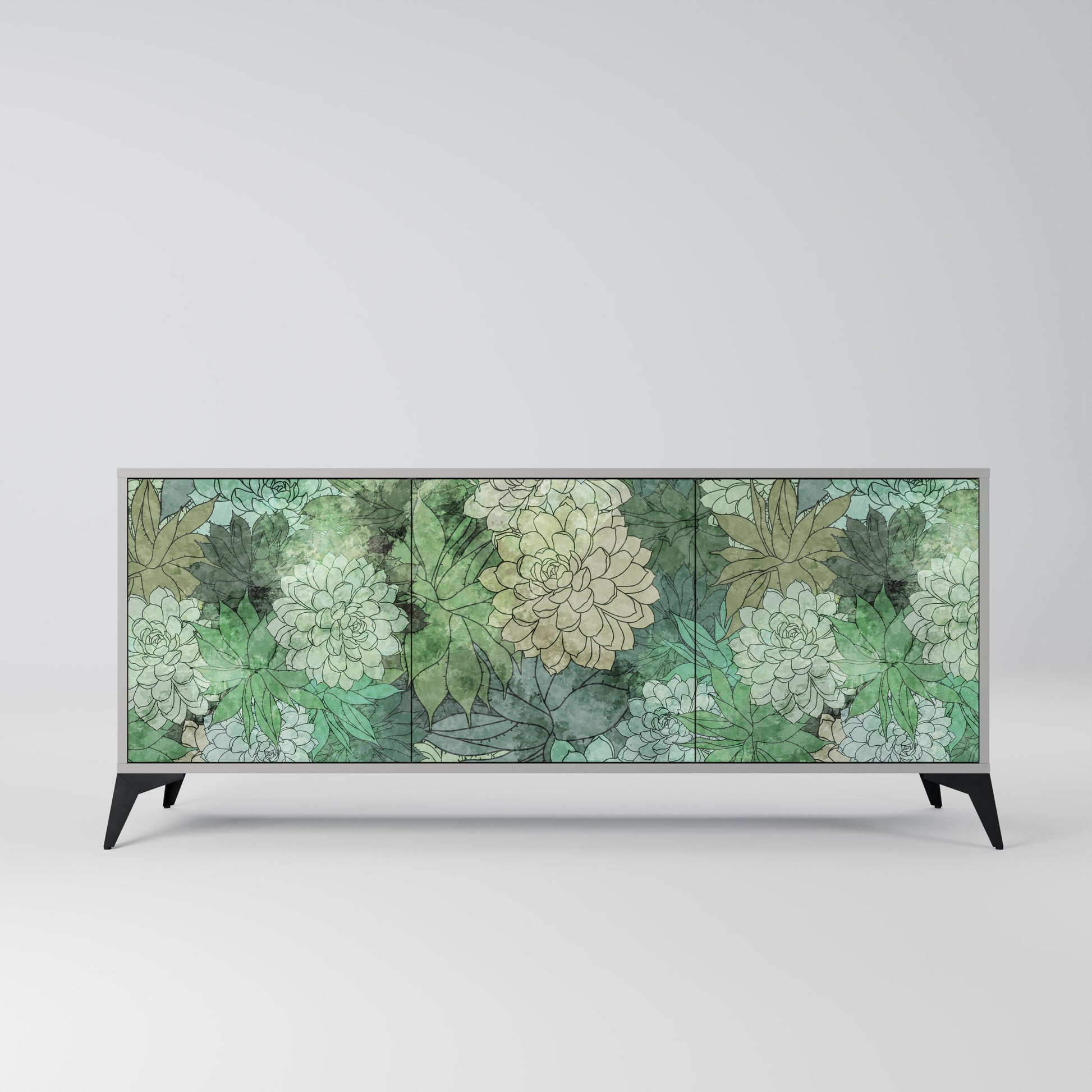 SUCCULENT CLUSTER 3-Door Sideboard in Grey Finish