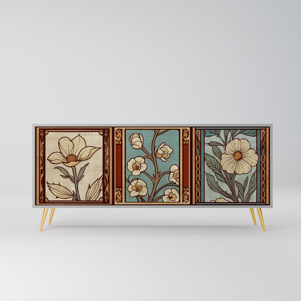 Buffet 3 portes TIMELESS FLORA finition grise