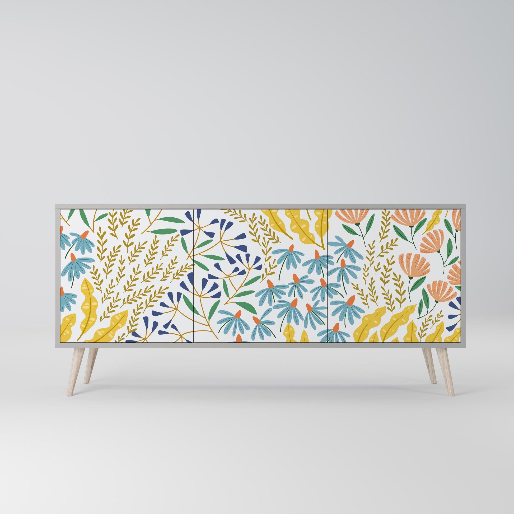 HELLO SPRING 3-Door Sideboard in Grey Finish
