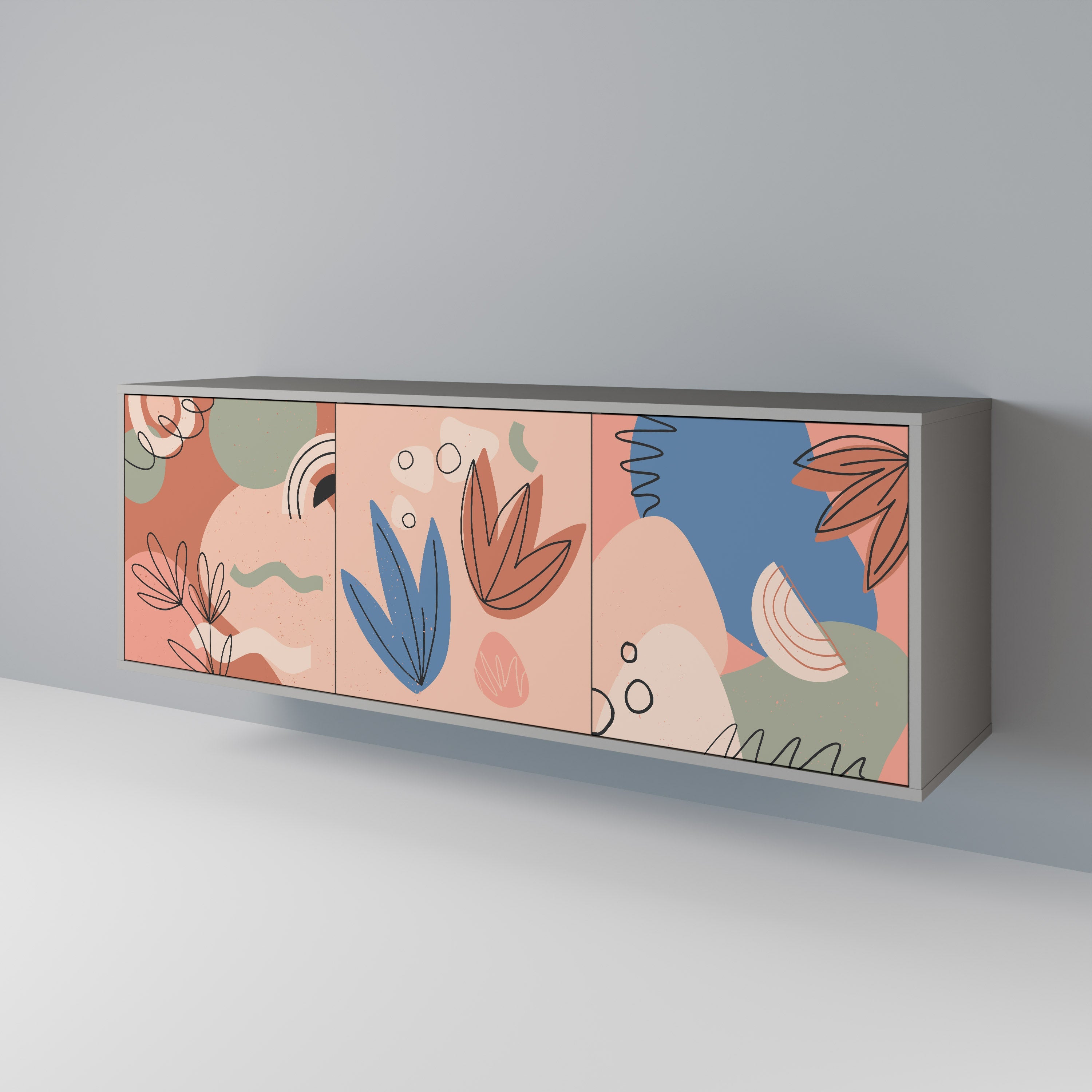 Buffet 3 portes PASTEL DESTINY finition grise