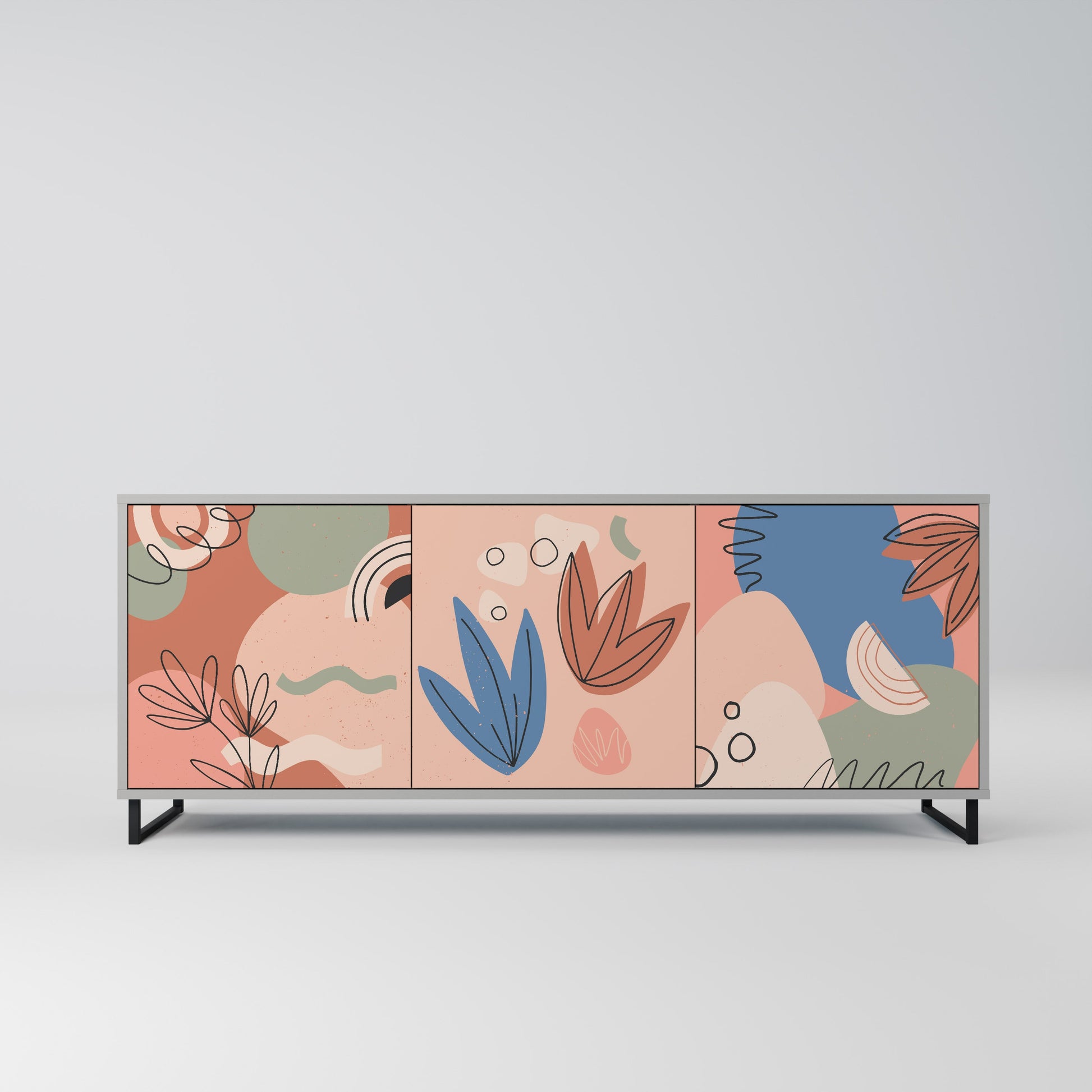 PASTEL DESTINY 3-Door Sideboard in Grey Finish