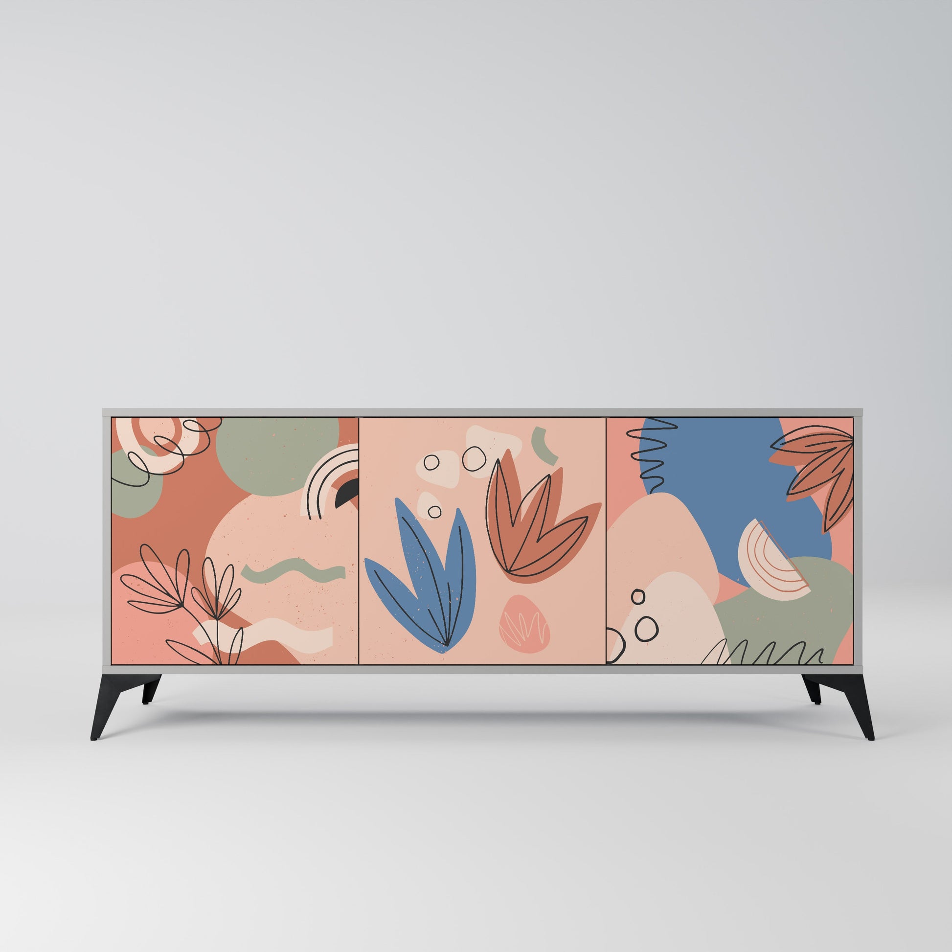 PASTEL DESTINY 3-Door Sideboard in Grey Finish