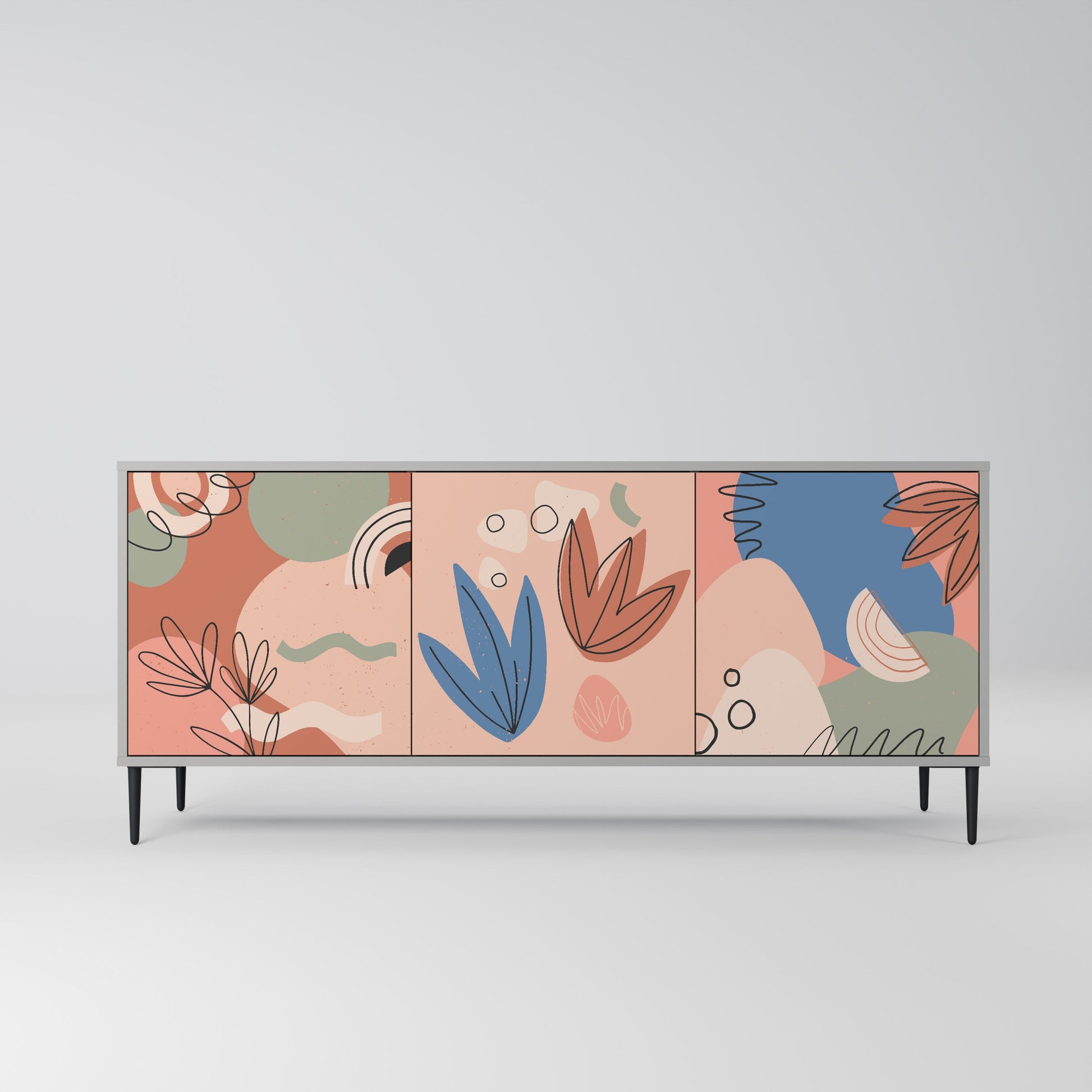 PASTEL DESTINY 3-Door Sideboard in Grey Finish