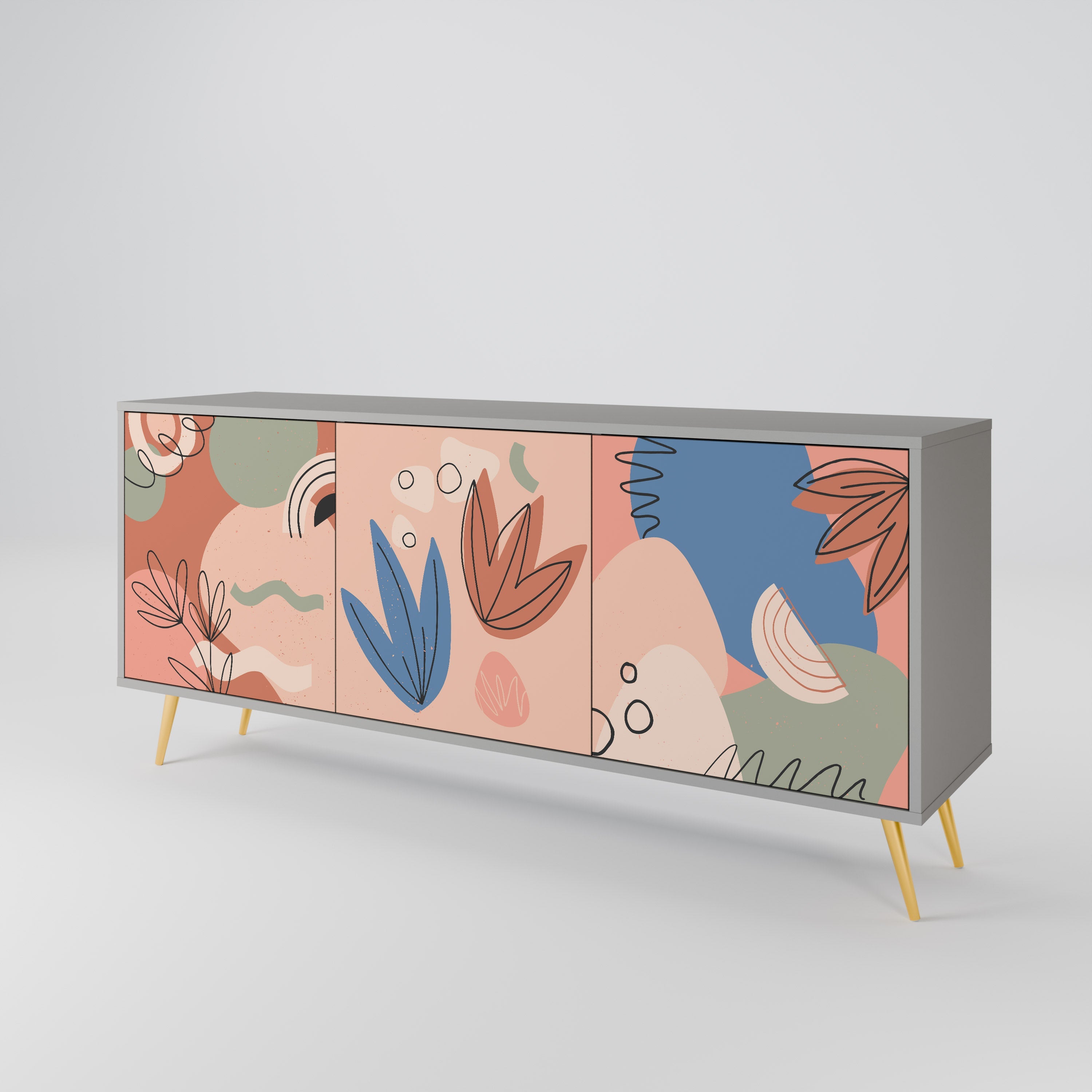 Buffet 3 portes PASTEL DESTINY finition grise