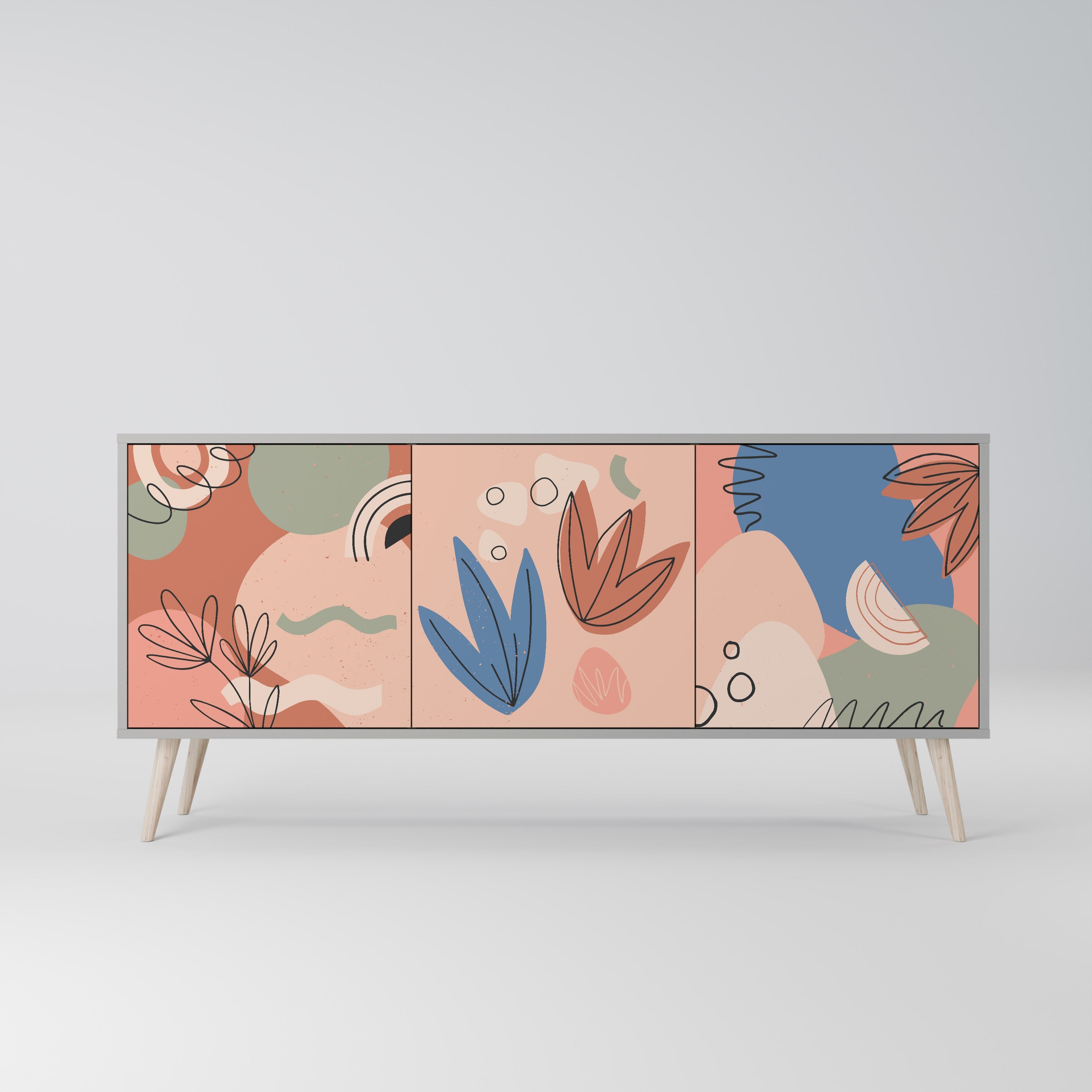 Buffet 3 portes PASTEL DESTINY finition grise