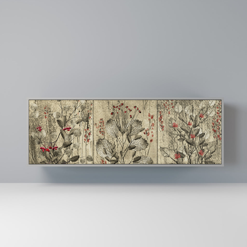 Buffet 3 portes HERBAL GRACE finition grise