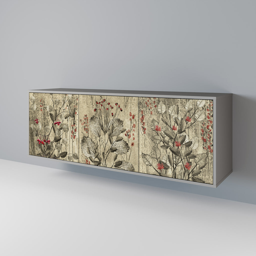 Buffet 3 portes HERBAL GRACE finition grise