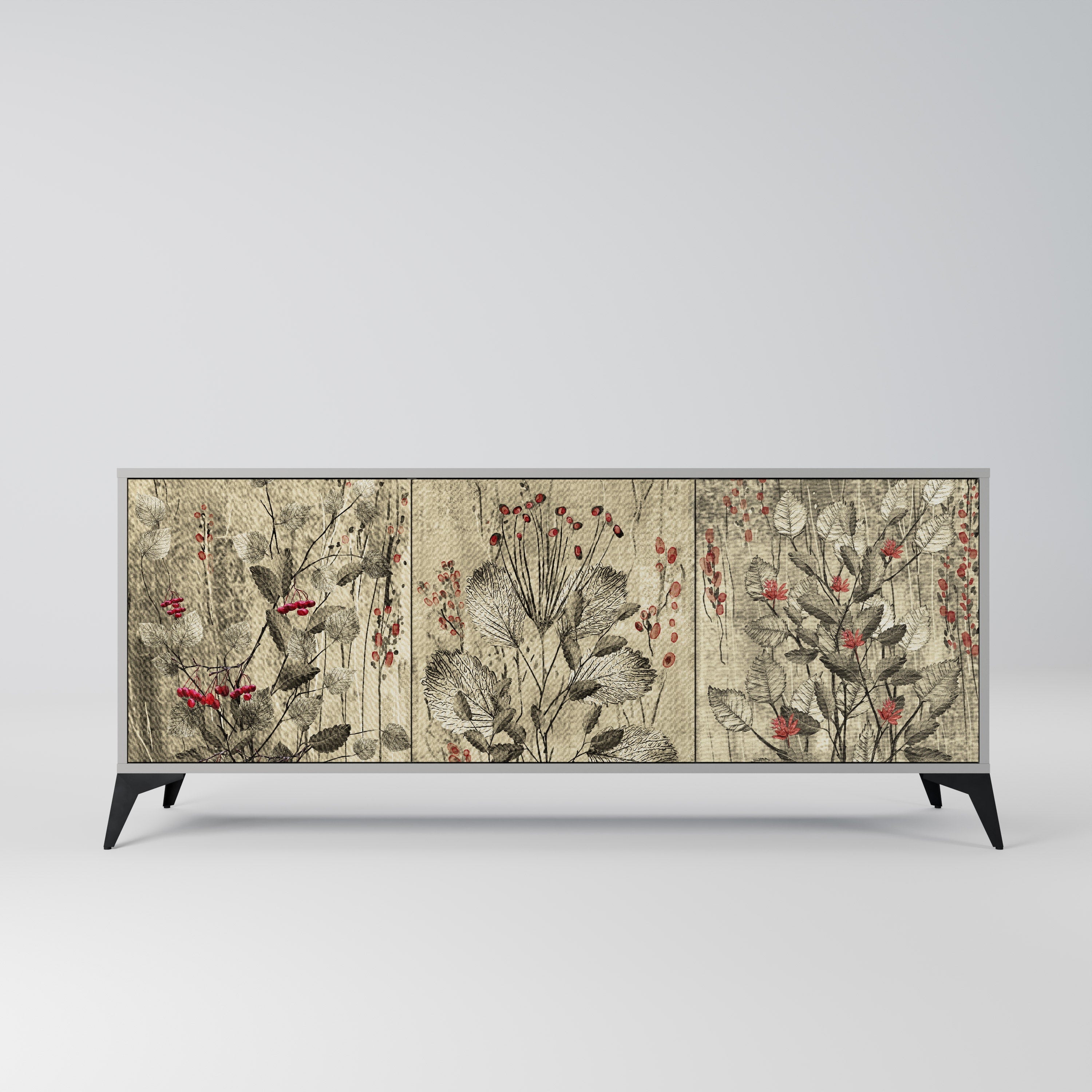 Buffet 3 portes HERBAL GRACE finition grise