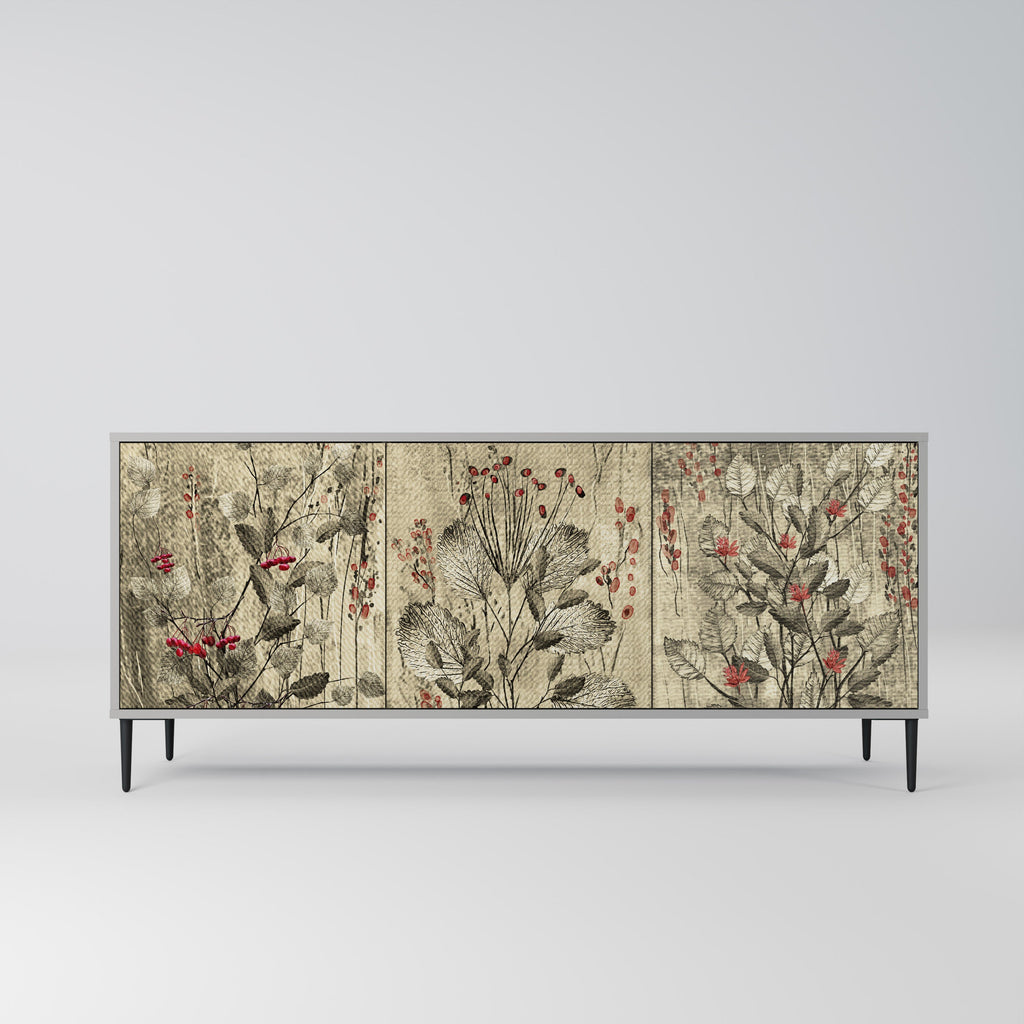 Buffet 3 portes HERBAL GRACE finition grise