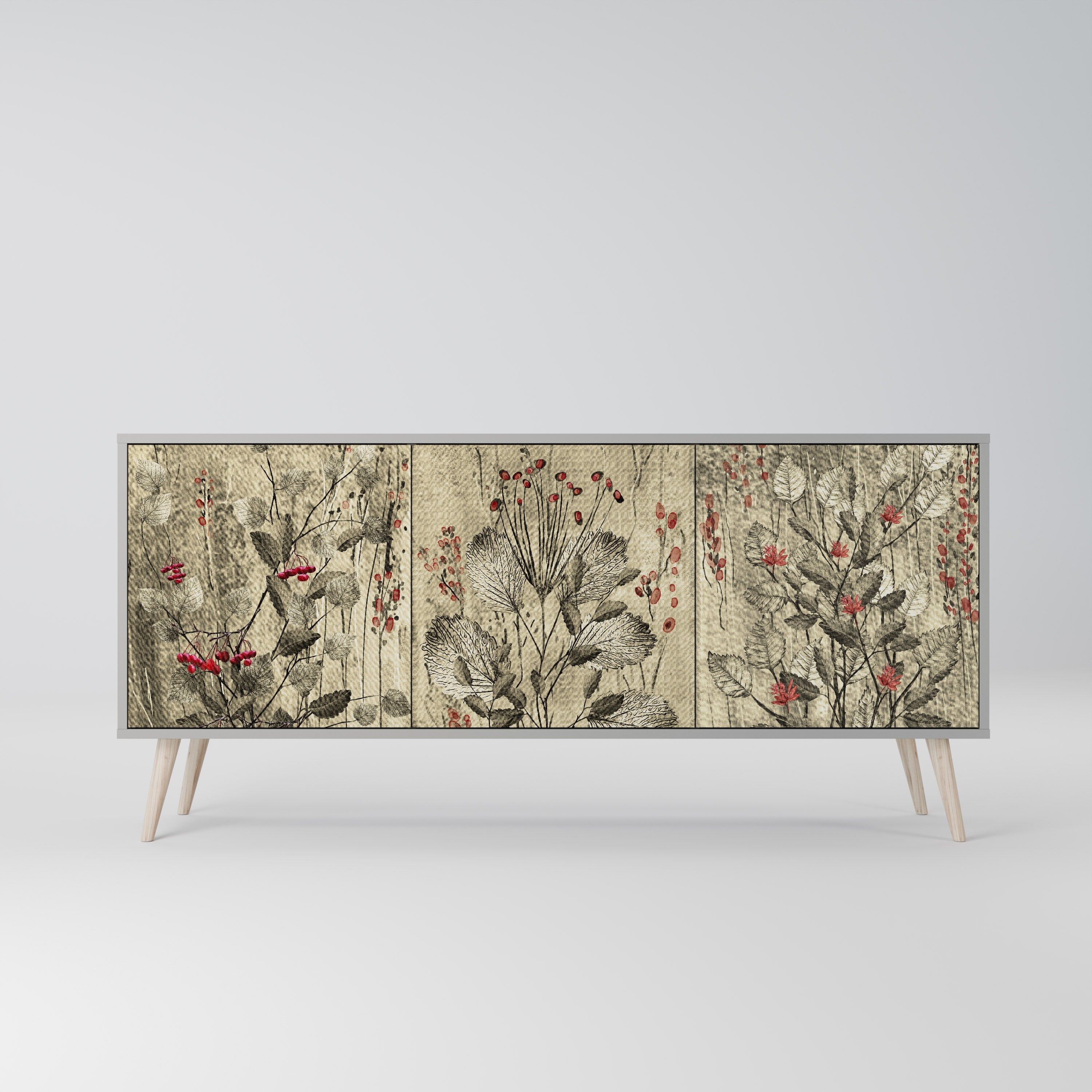 Buffet 3 portes HERBAL GRACE finition grise