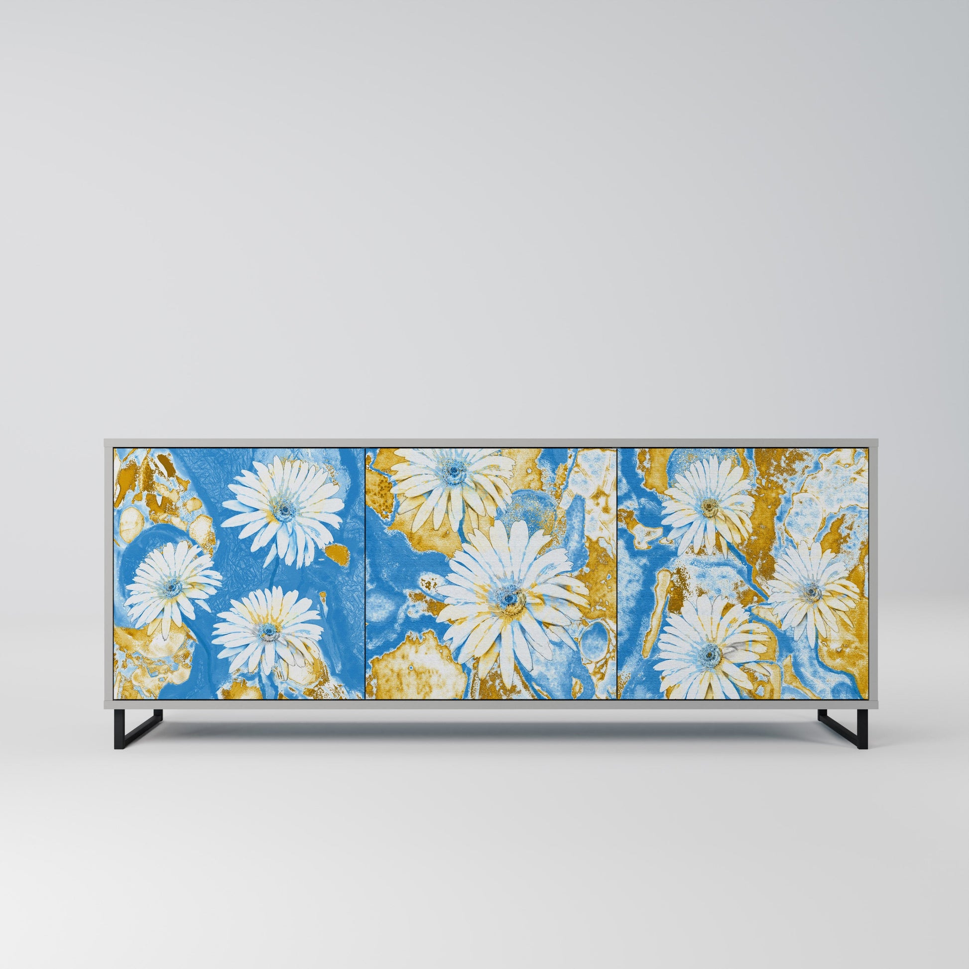 DAISY LUXE 3-Door Sideboard in Grey Finish