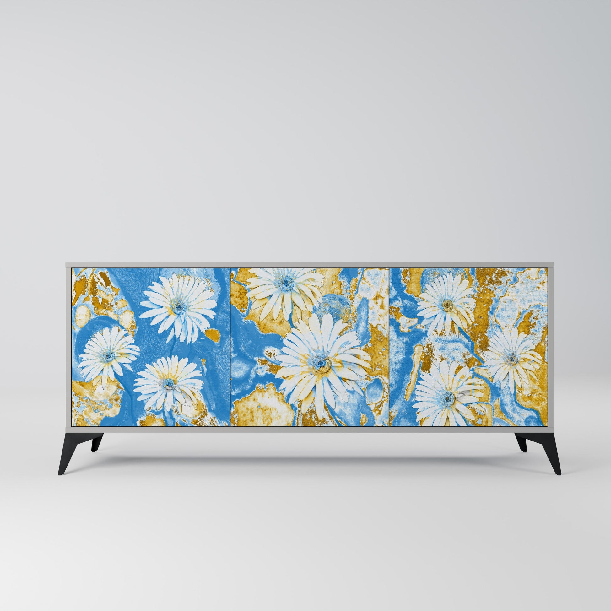 DAISY LUXE 3-Door Sideboard in Grey Finish