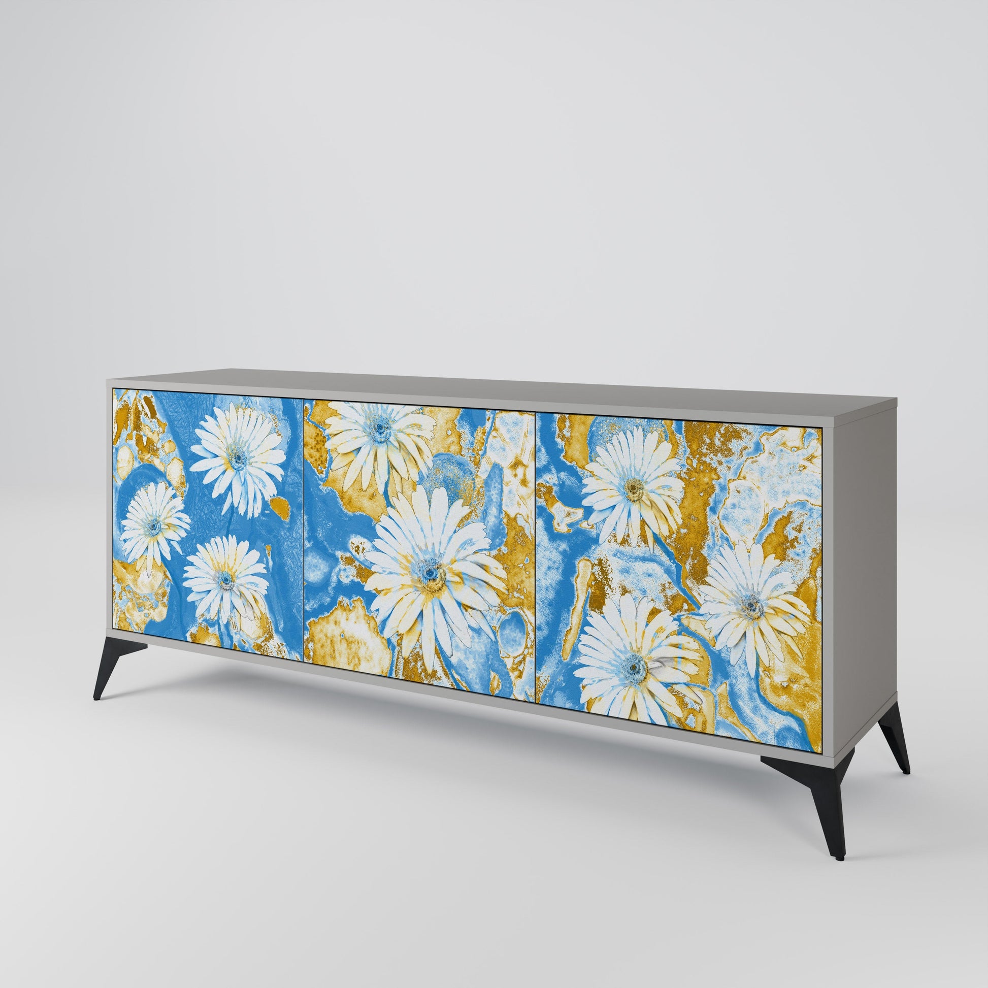 DAISY LUXE 3-Door Sideboard in Grey Finish
