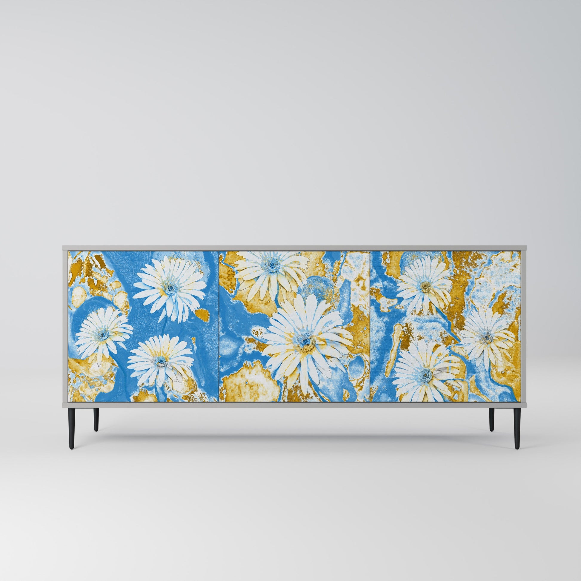 DAISY LUXE 3-Door Sideboard in Grey Finish