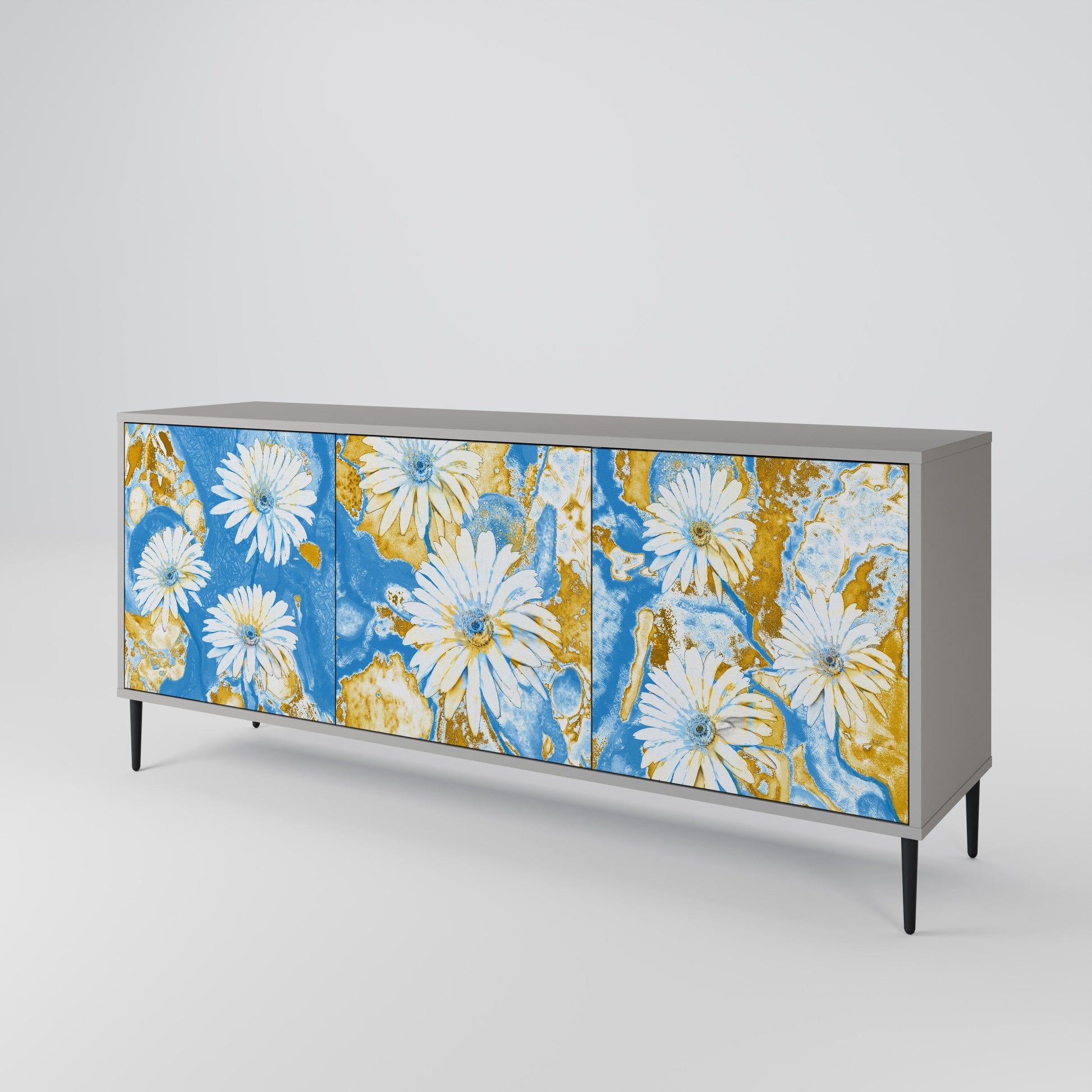 DAISY LUXE 3-Door Sideboard in Grey Finish
