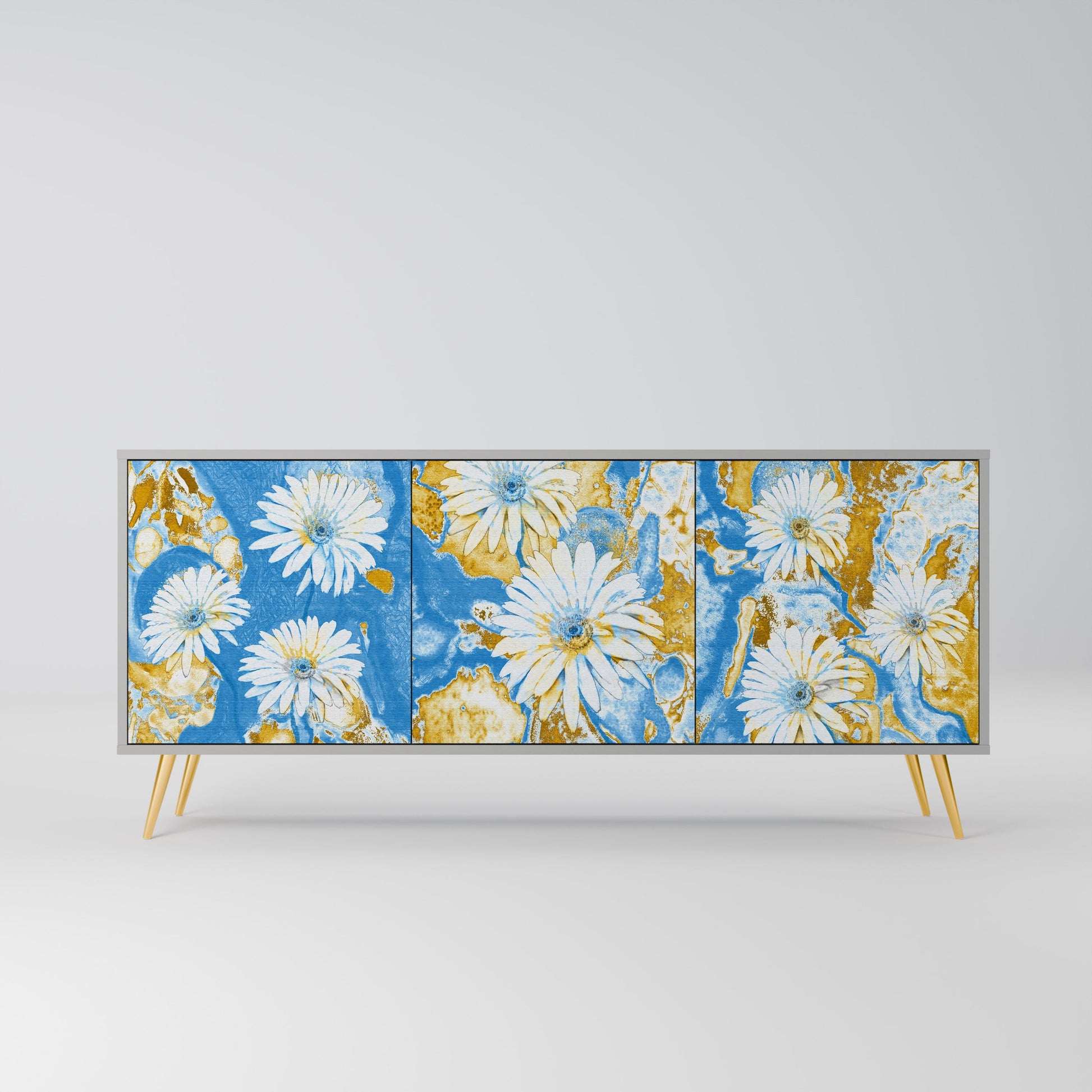 DAISY LUXE 3-Door Sideboard in Grey Finish