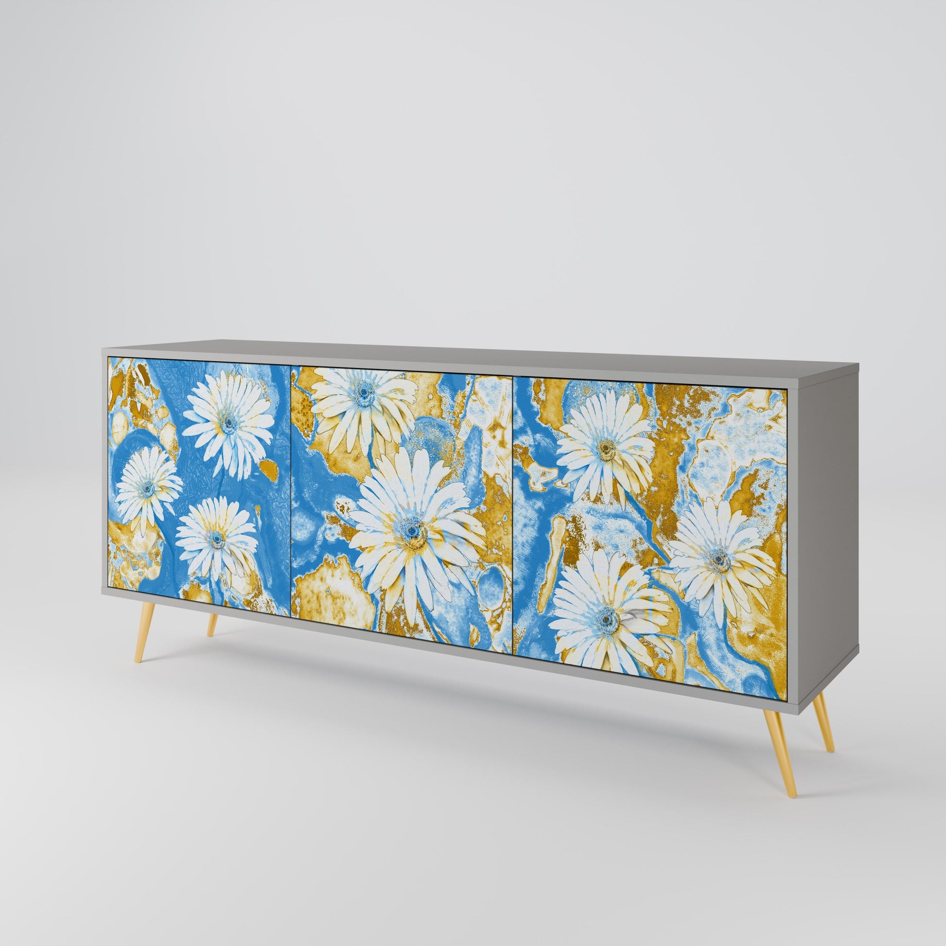 DAISY LUXE 3-Door Sideboard in Grey Finish