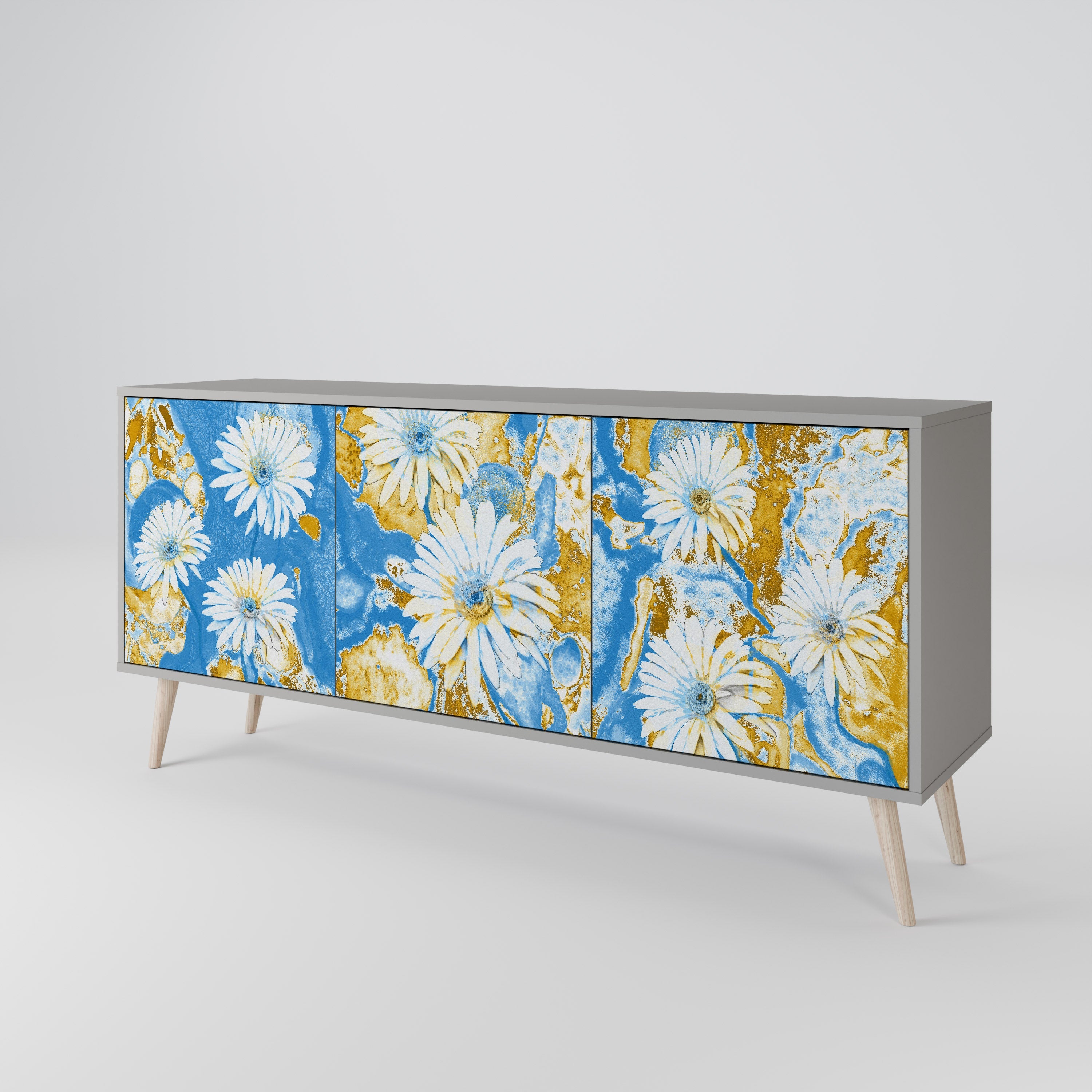 Buffet 3 portes DAISY LUXE finition grise