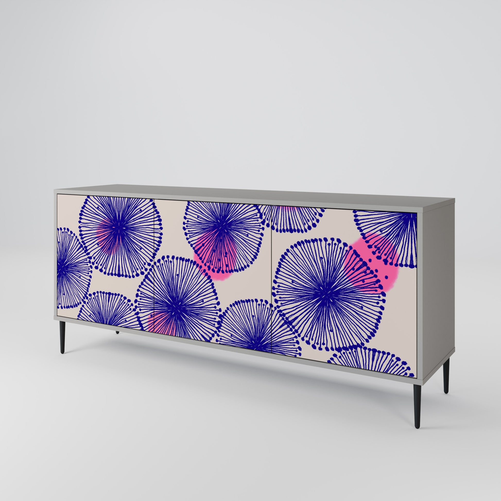 MAGIC NATURE 3-Door Sideboard in Grey Finish