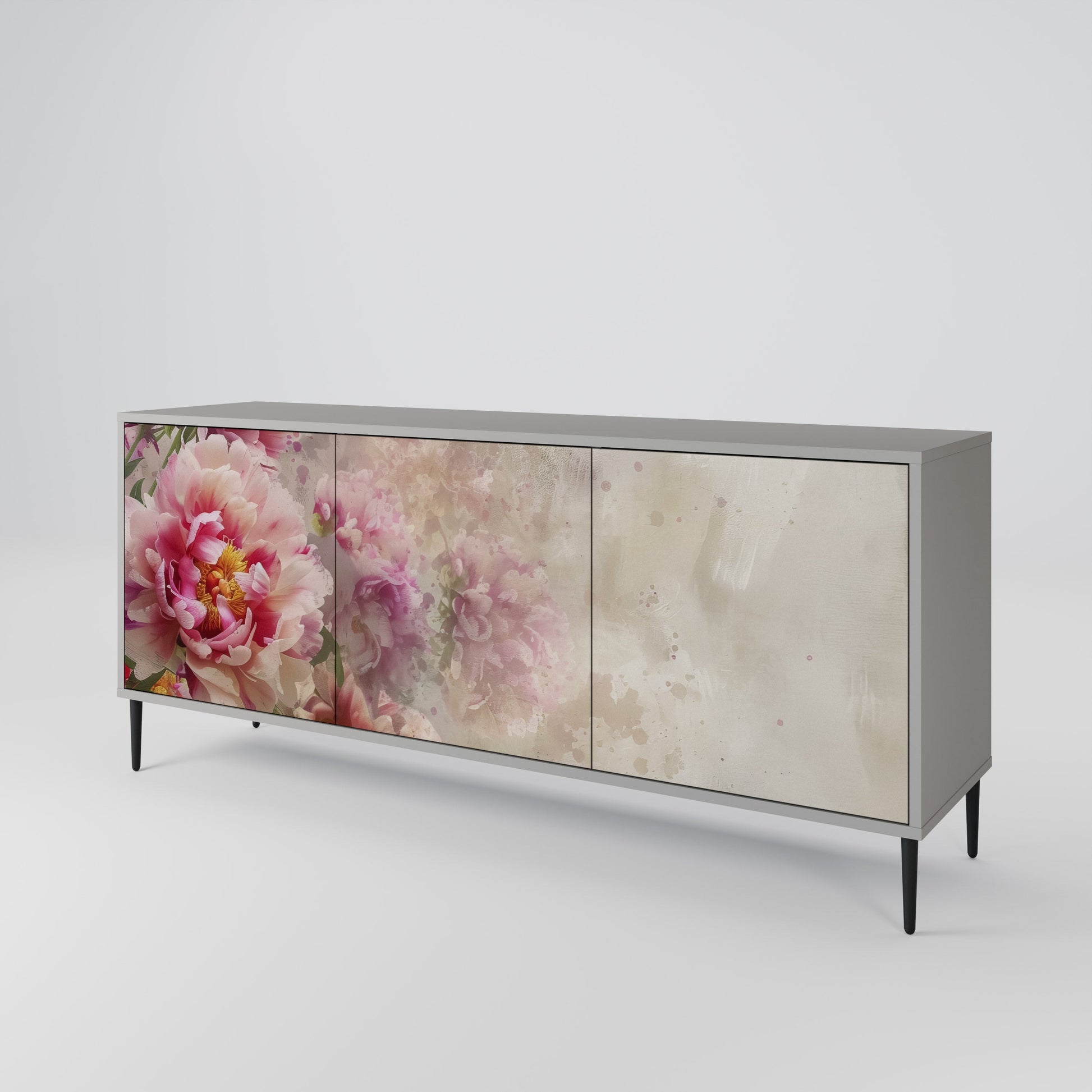 PEONY WHISPER 3-Door Sideboard in Grey Finish