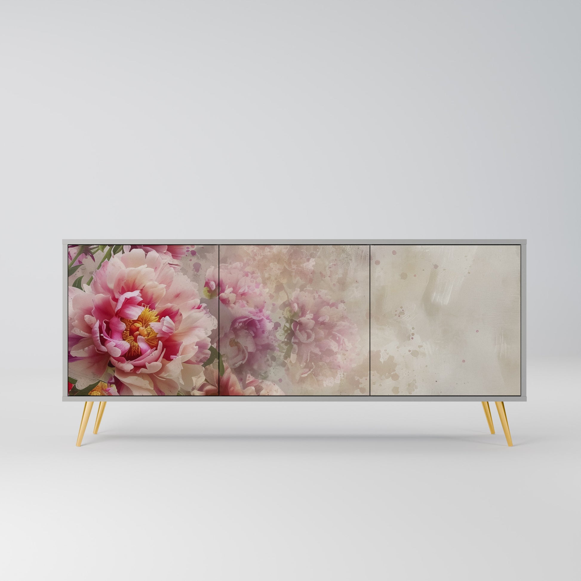 PEONY WHISPER 3-Door Sideboard in Grey Finish