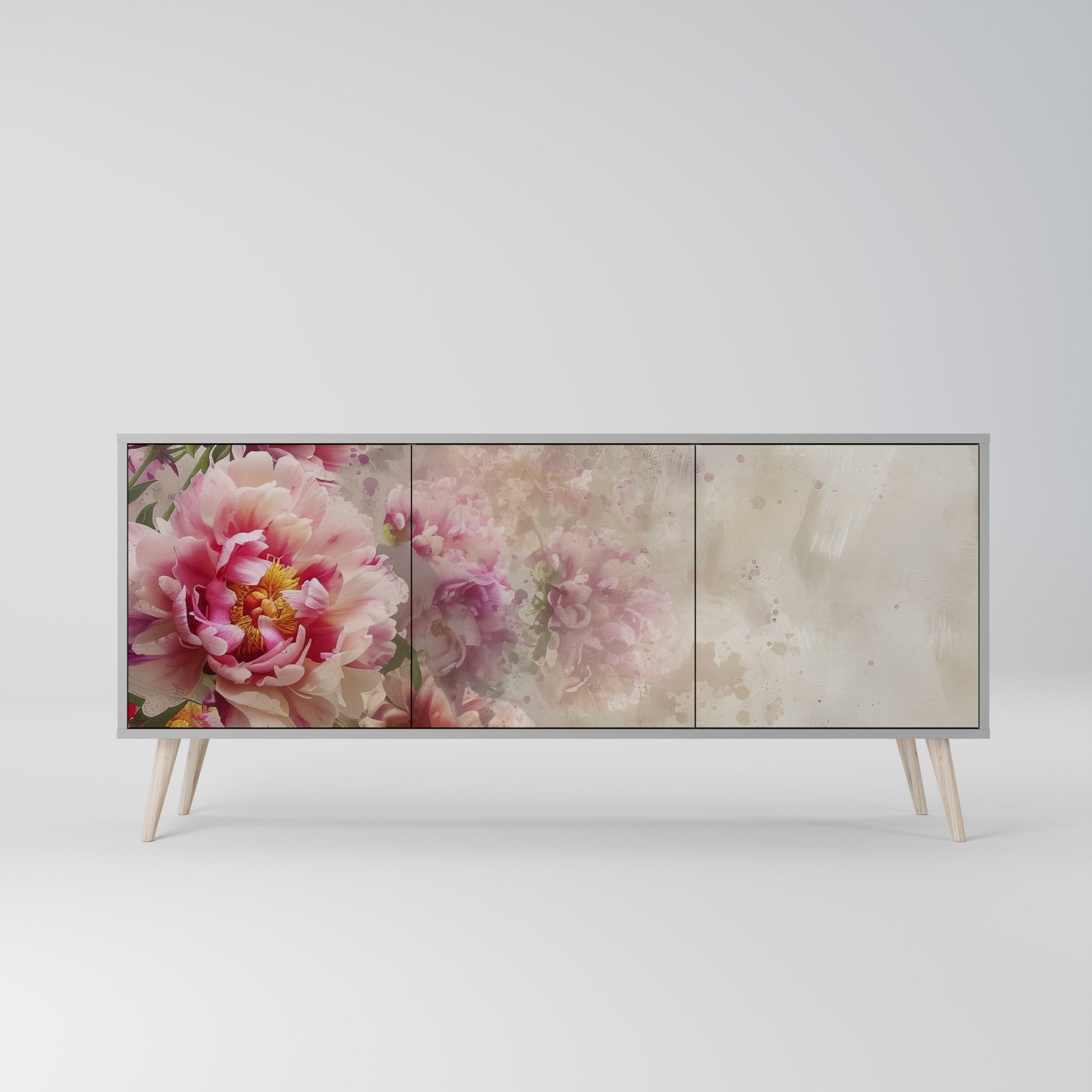 PEONY WHISPER 3-Door Sideboard in Grey Finish