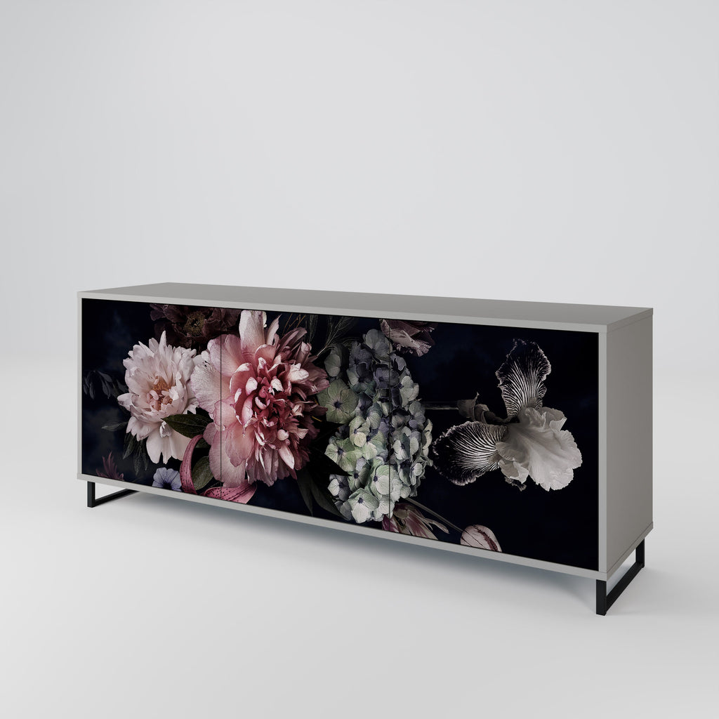 Buffet 3 portes PURE BLOSSOM finition grise