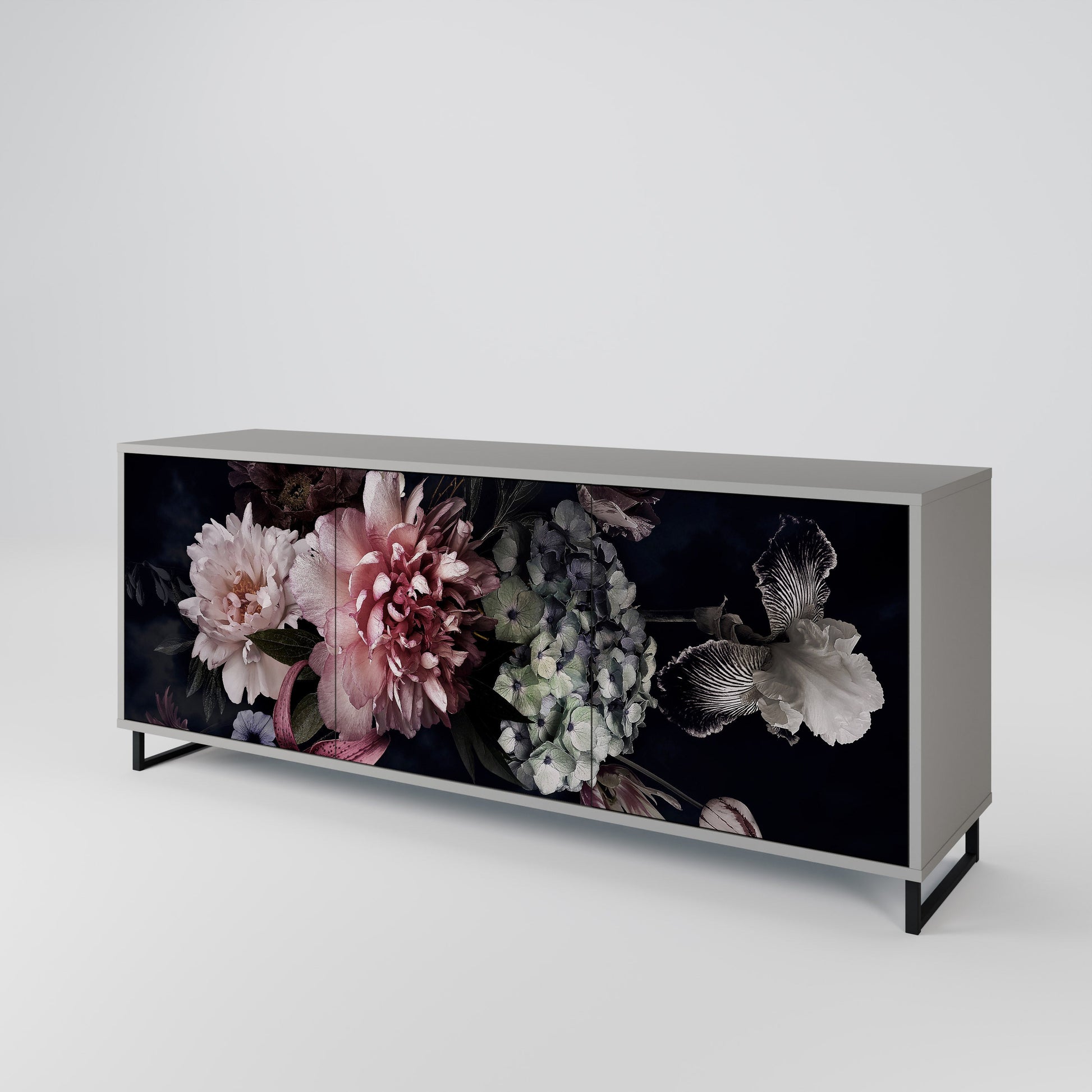 PURE BLOSSOM 3-Door Sideboard in Grey Finish