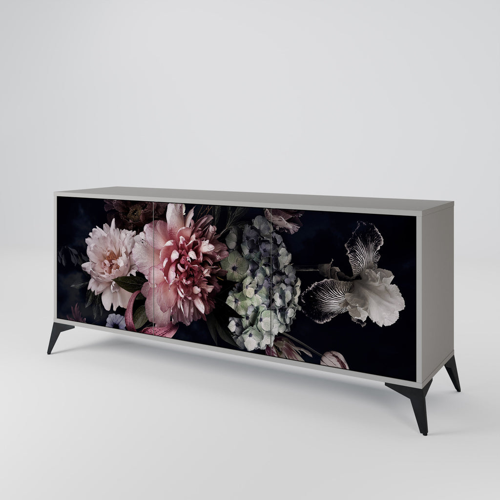 Buffet 3 portes PURE BLOSSOM finition grise