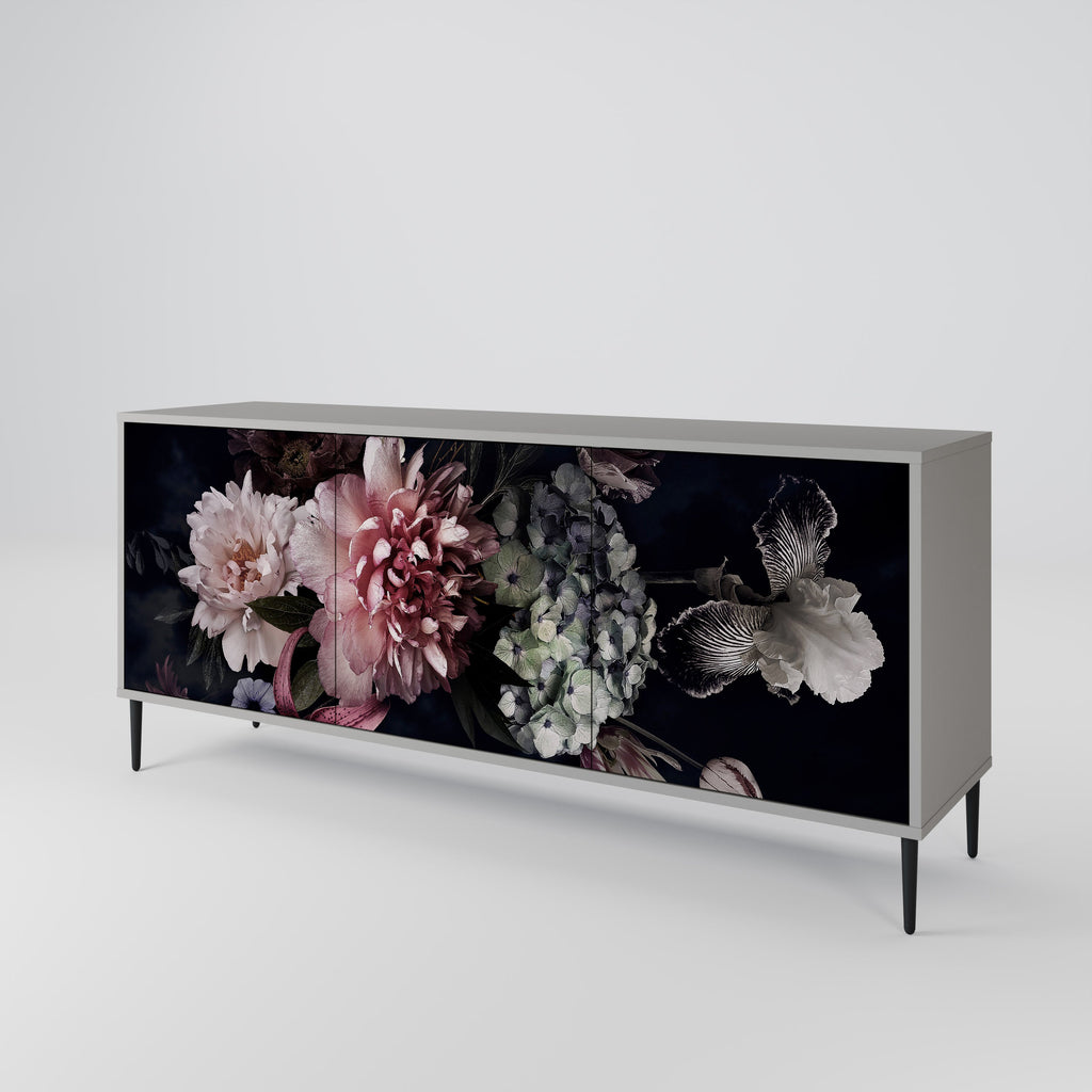 Buffet 3 portes PURE BLOSSOM finition grise