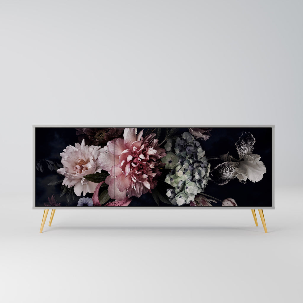 Buffet 3 portes PURE BLOSSOM finition grise