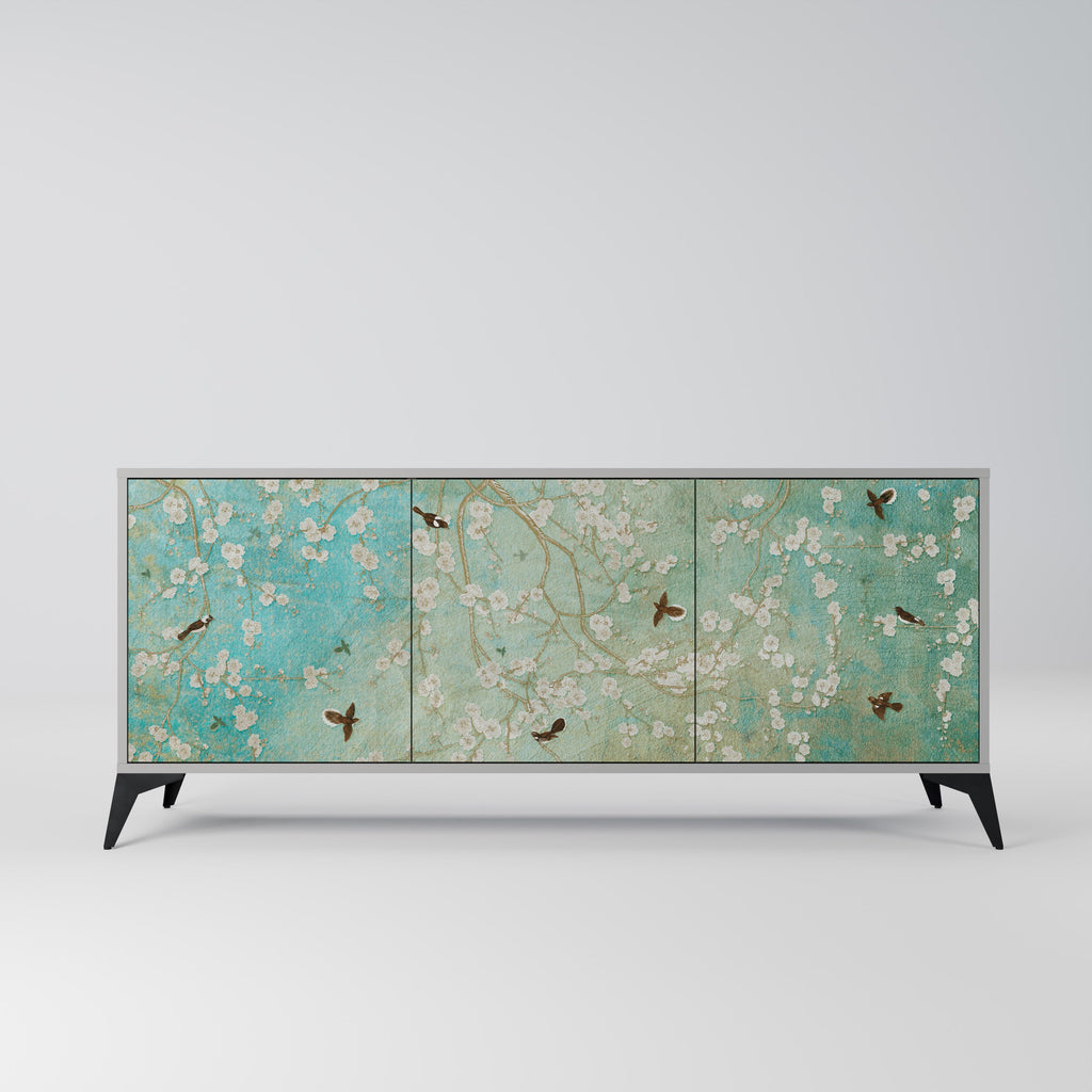 Buffet 3 portes BLOOMING CHARM en finition grise