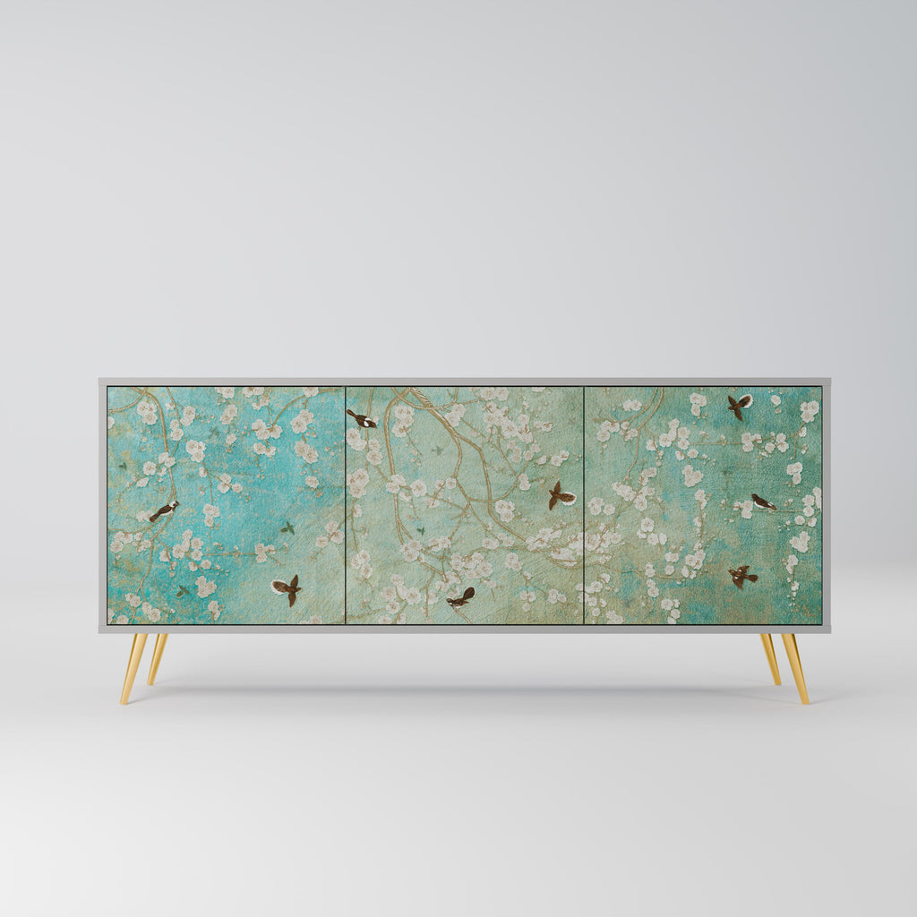 Buffet 3 portes BLOOMING CHARM en finition grise