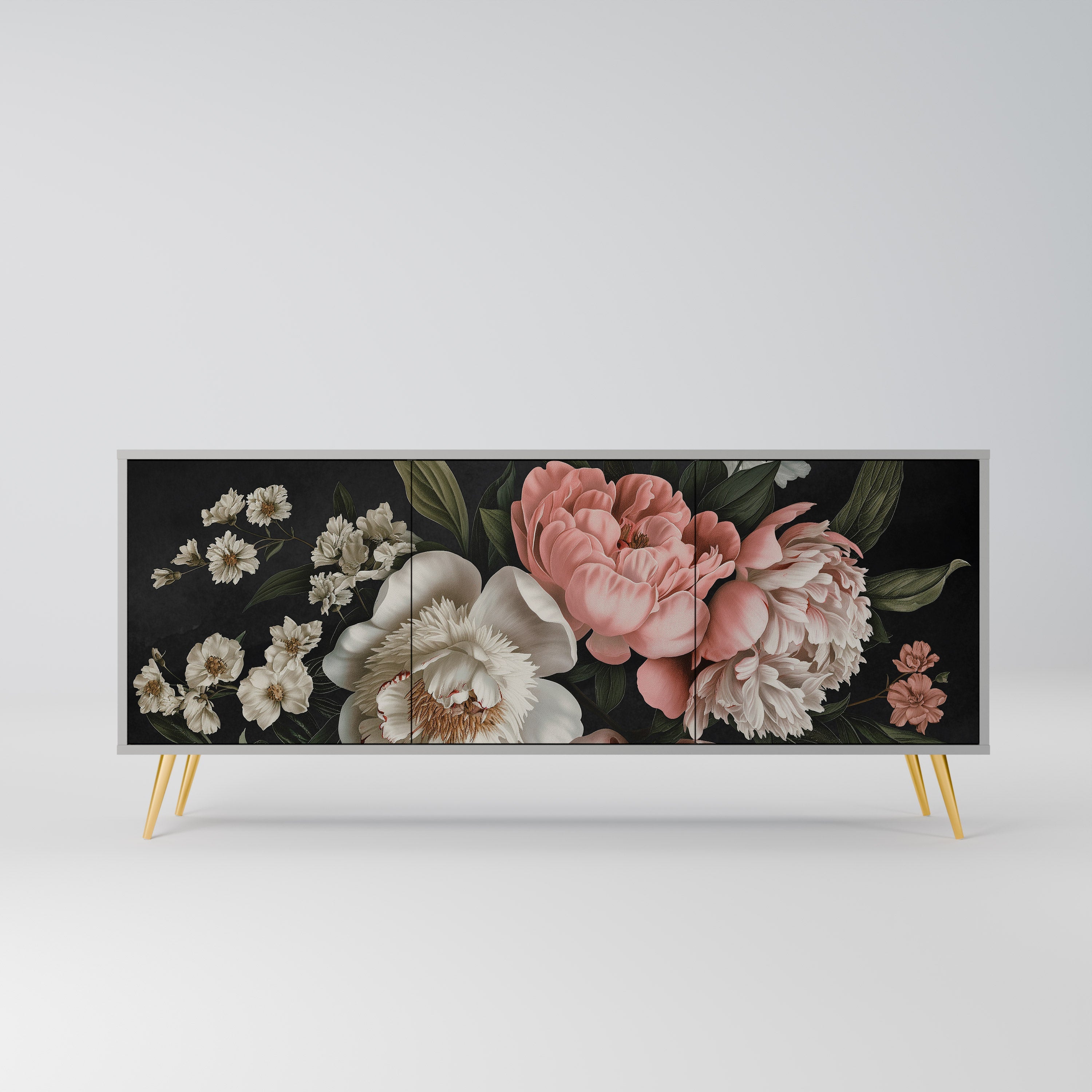 Buffet 3 portes LUSH ELEGANCE en finition grise