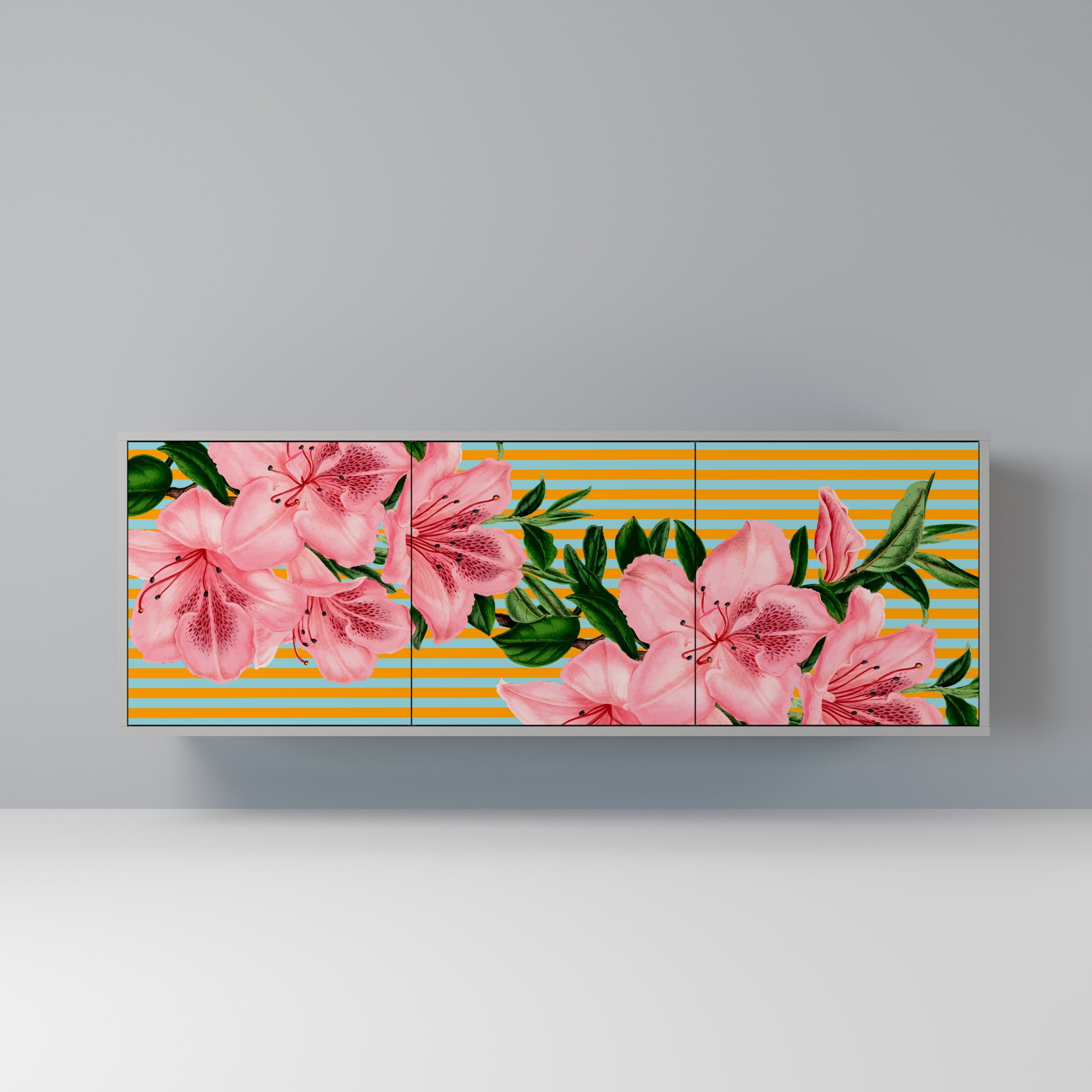 Buffet 3 portes FRAGILE BEAUTY, finition grise