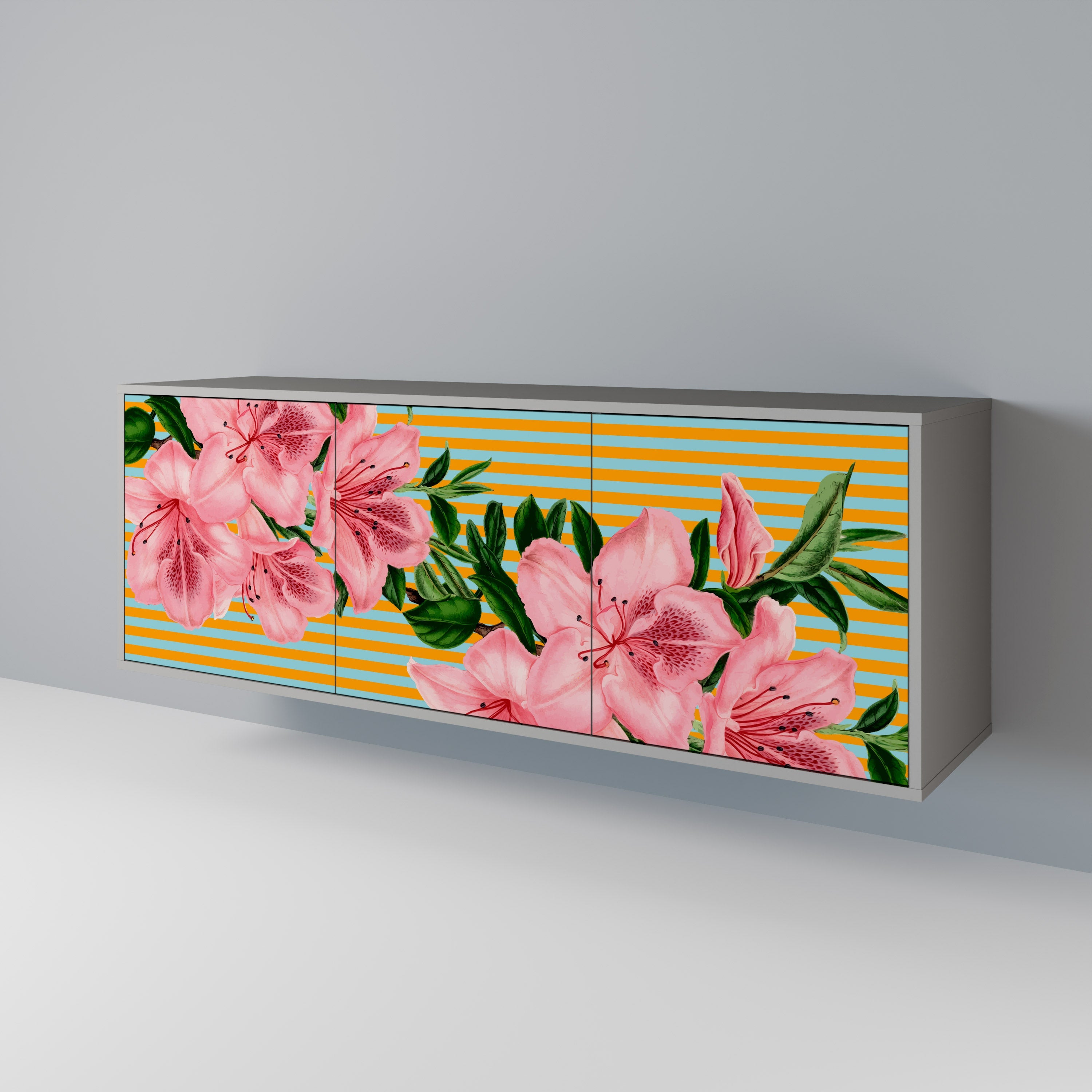 Buffet 3 portes FRAGILE BEAUTY, finition grise