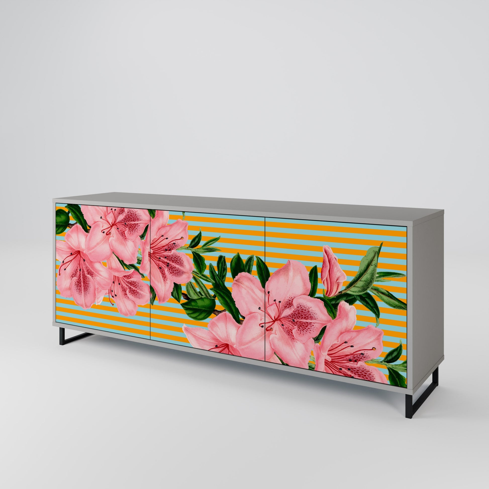 FRAGILE BEAUTY 3-Door Sideboard in Grey Finish