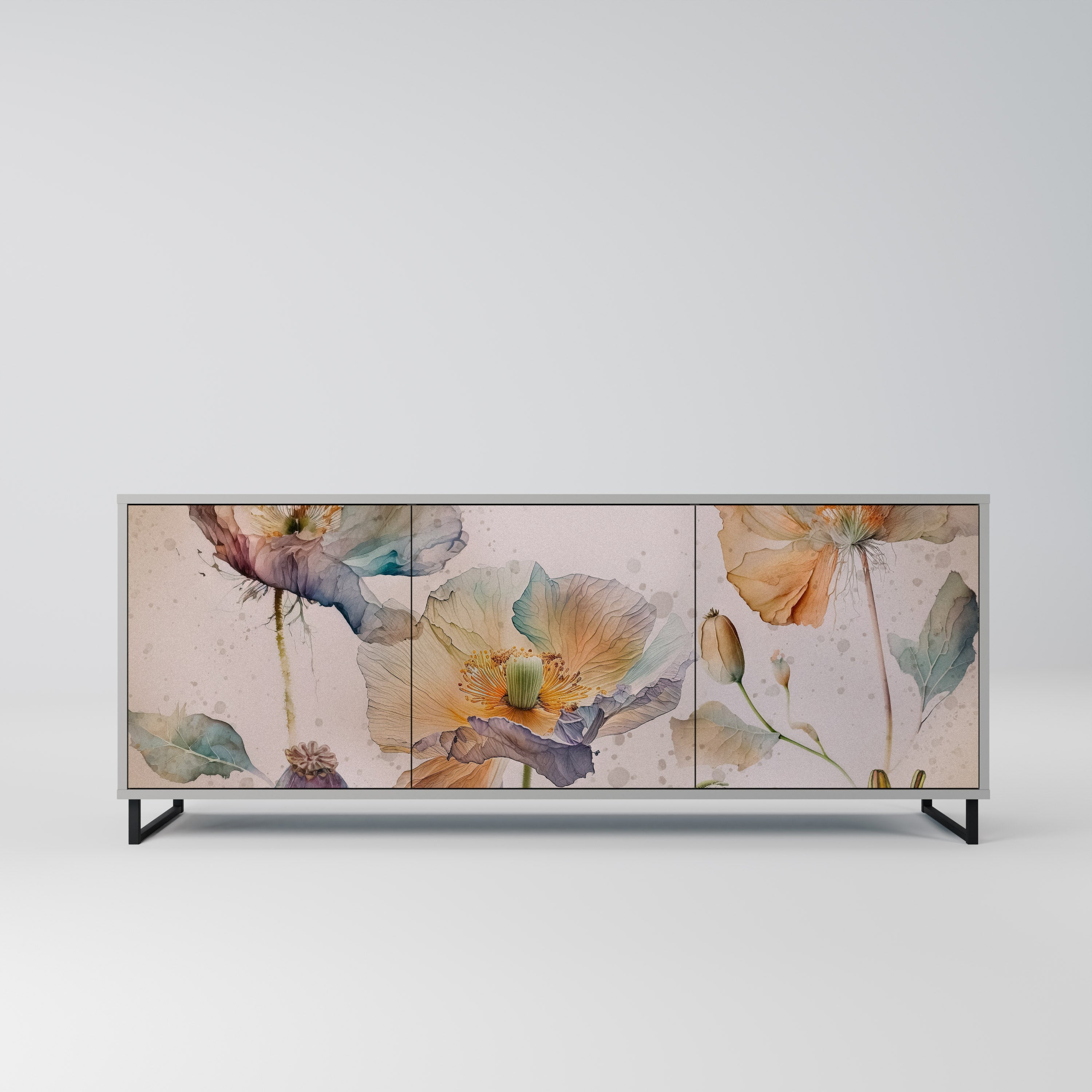 Buffet 3 portes SOFTEN POPPY finition grise