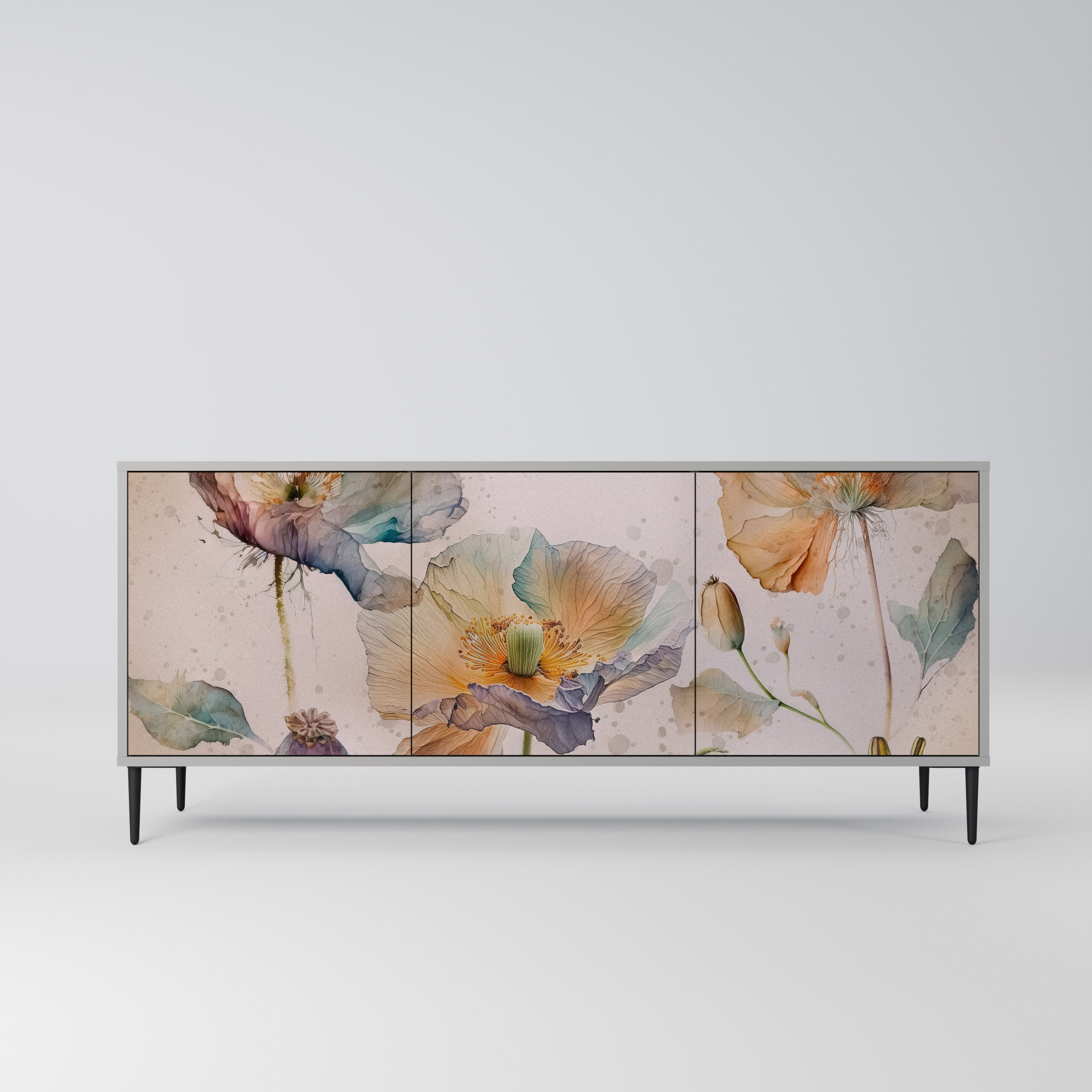 Buffet 3 portes SOFTEN POPPY finition grise