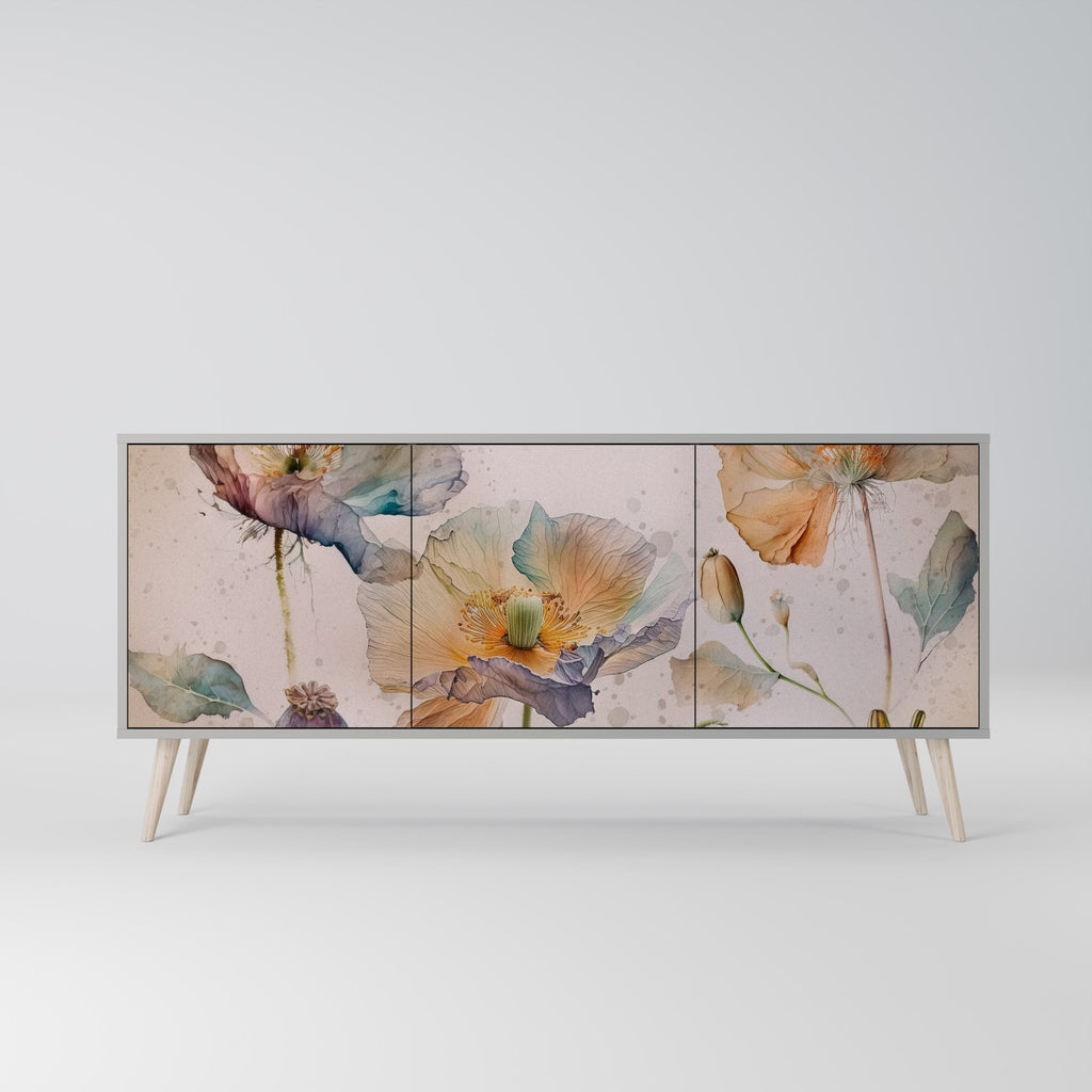 SOFTEN POPPY 3-Door Sideboard in Grey Finish