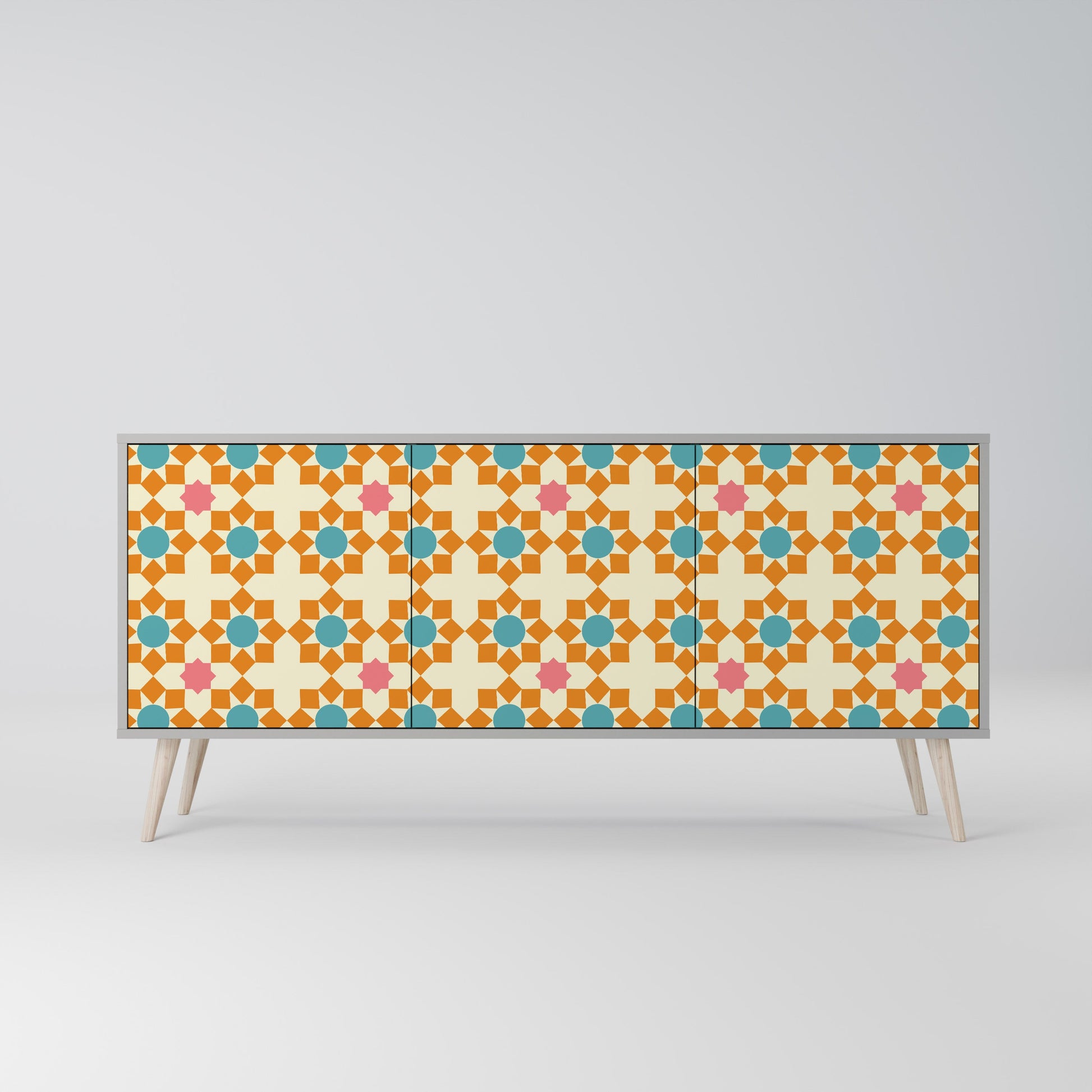 FLORAL DECOR 3-Door Sideboard in Grey Finish