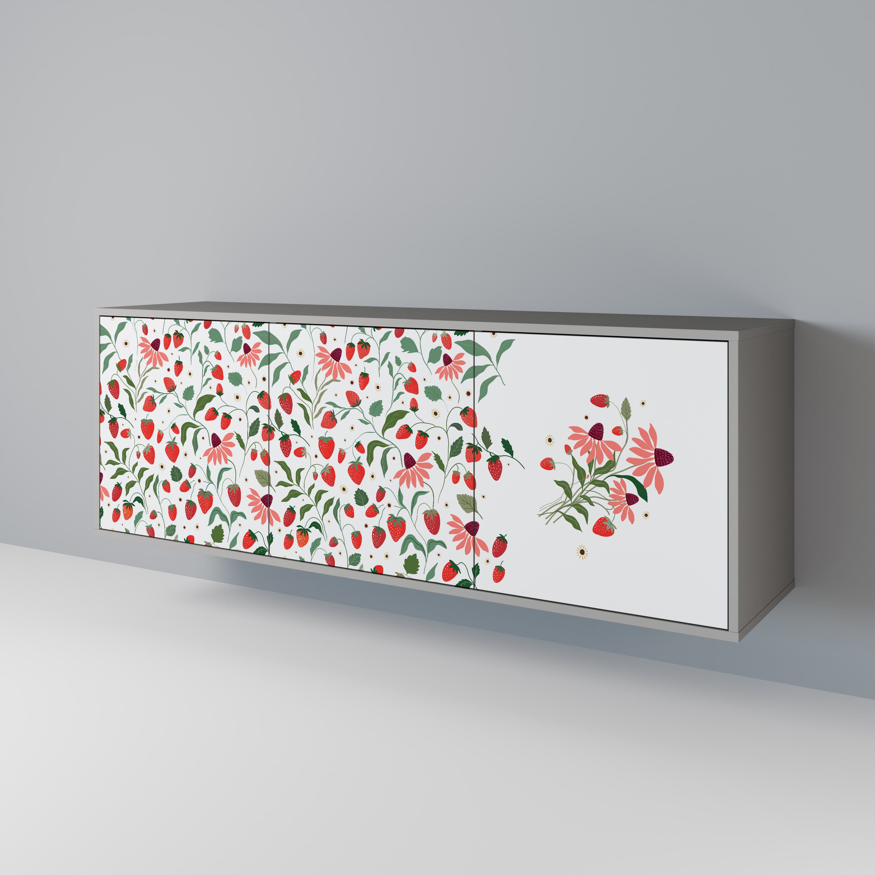 FLOWERS AND STRAWBERRIES 3-Door Sideboard